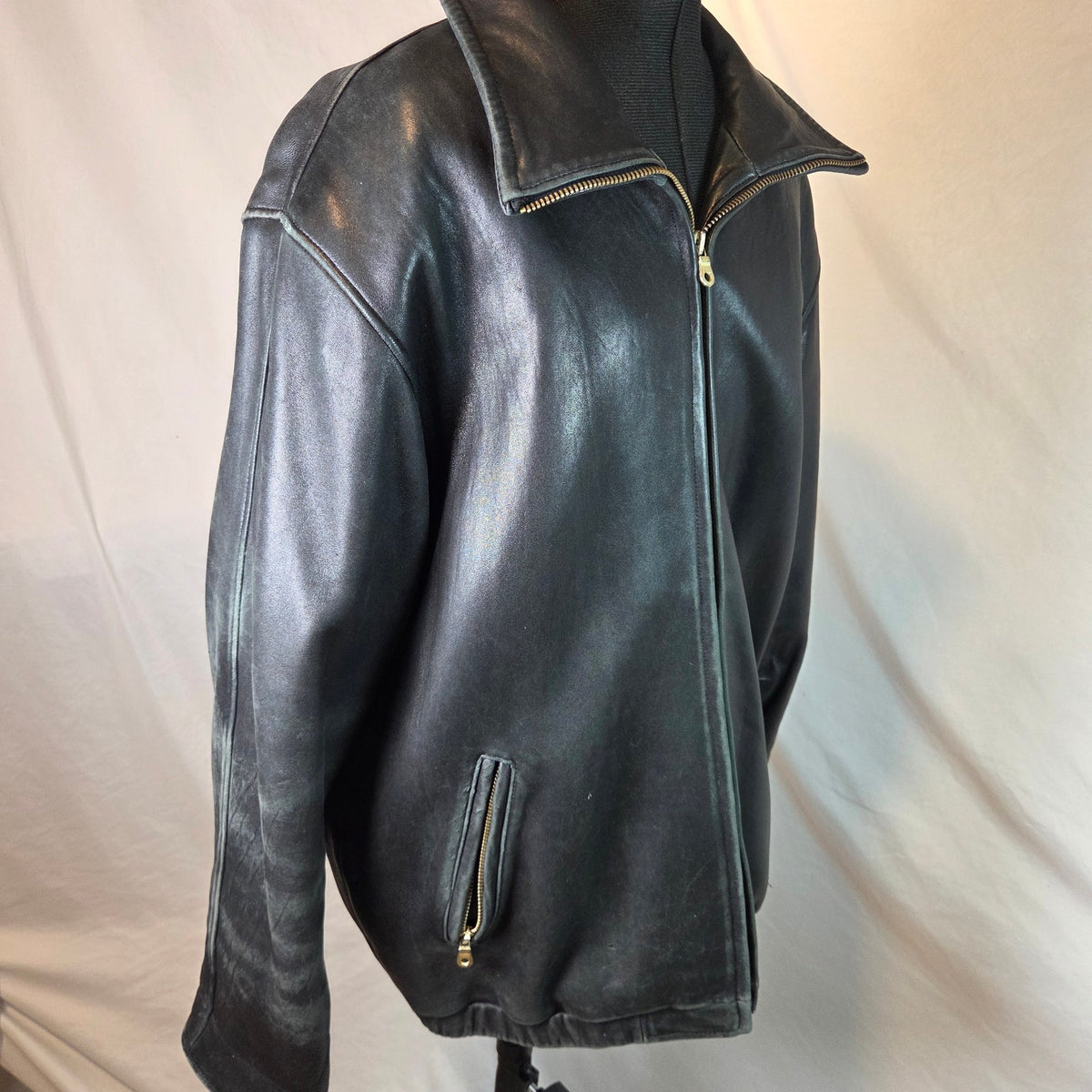 Marc New York Andrew Marc Leather Jacket Mens XL Thermolite Full Zip Black