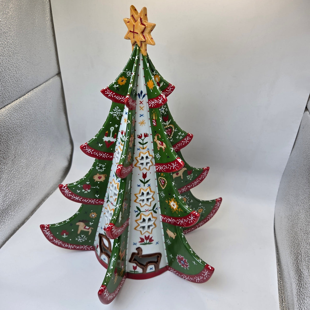 Villeroy & Boch 2004 Scandinavian Christmas Tree Tealight Holder Set Rare