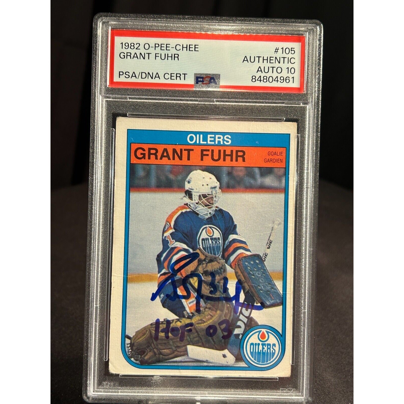 1982 O-Pee-Chee Grant Fuhr RC HOF Signed Auto PSA/DNA 10 Oilers