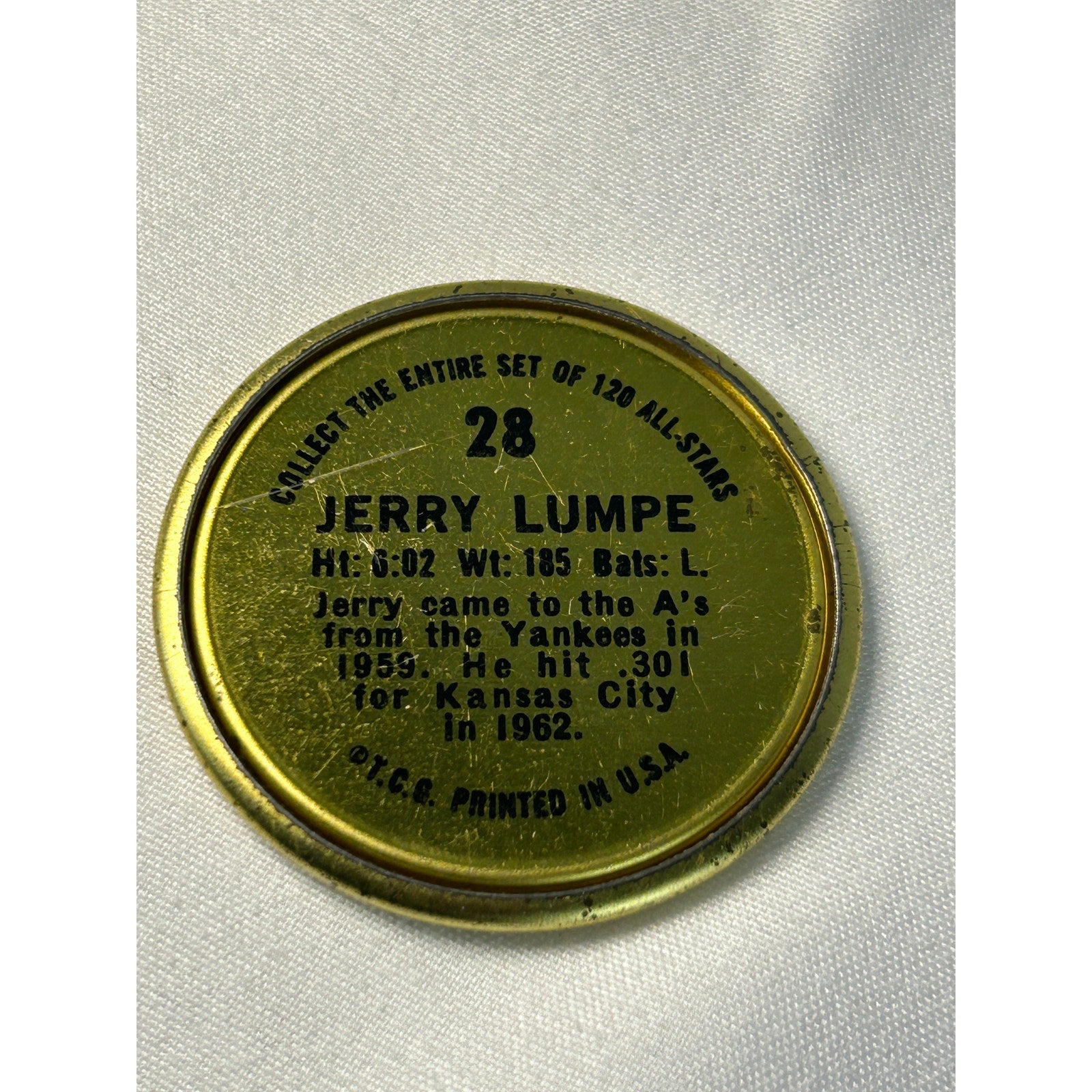 Vintage 1964 Topps Metal Baseball Coins KC Athletics Jerry Lumpe Ed Charles
