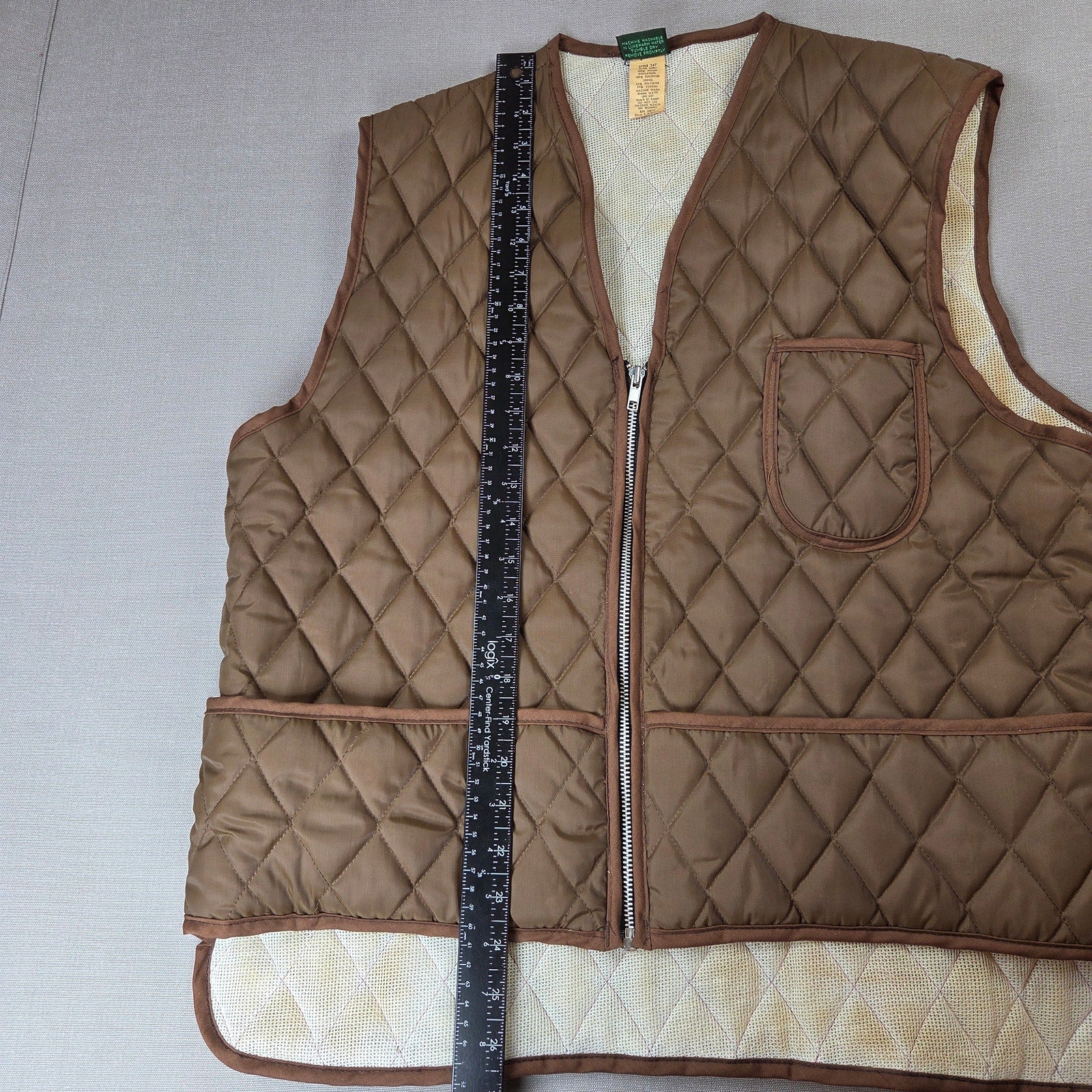Vintage Haband Style 347 Quilted Hunting Utility Vest Mens L Nylon USA Zip