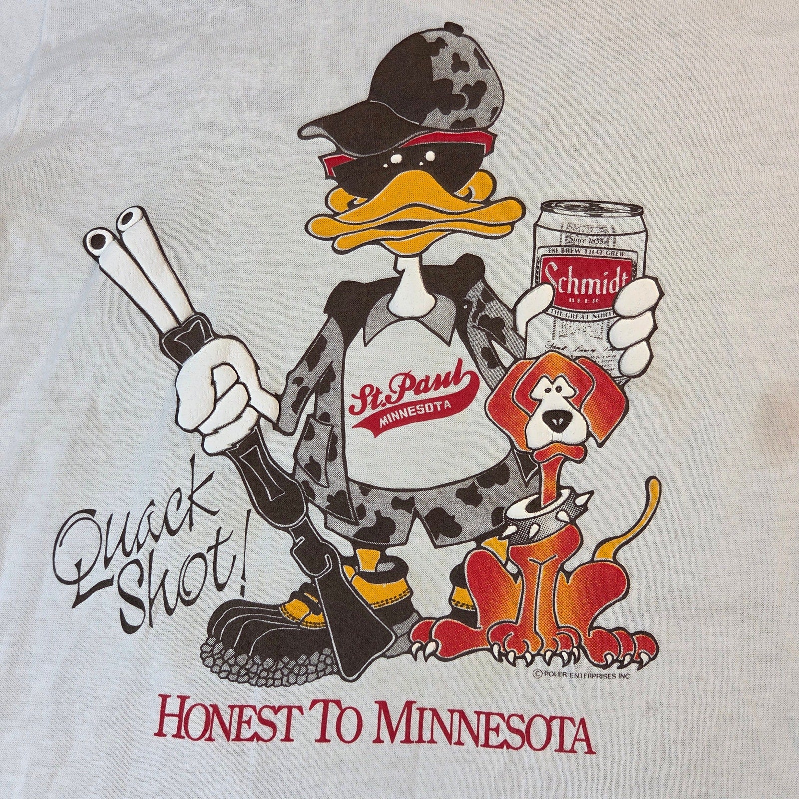 Schmidt Beer Quack Shot Honest To Minnesota Vintage USA Single Stitch Tee S