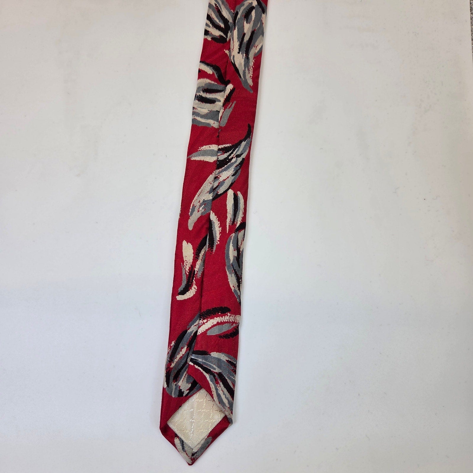 Pierre Balmain Paris Italian Silk Tie Red Abstract Wide Designer Necktie Vintage