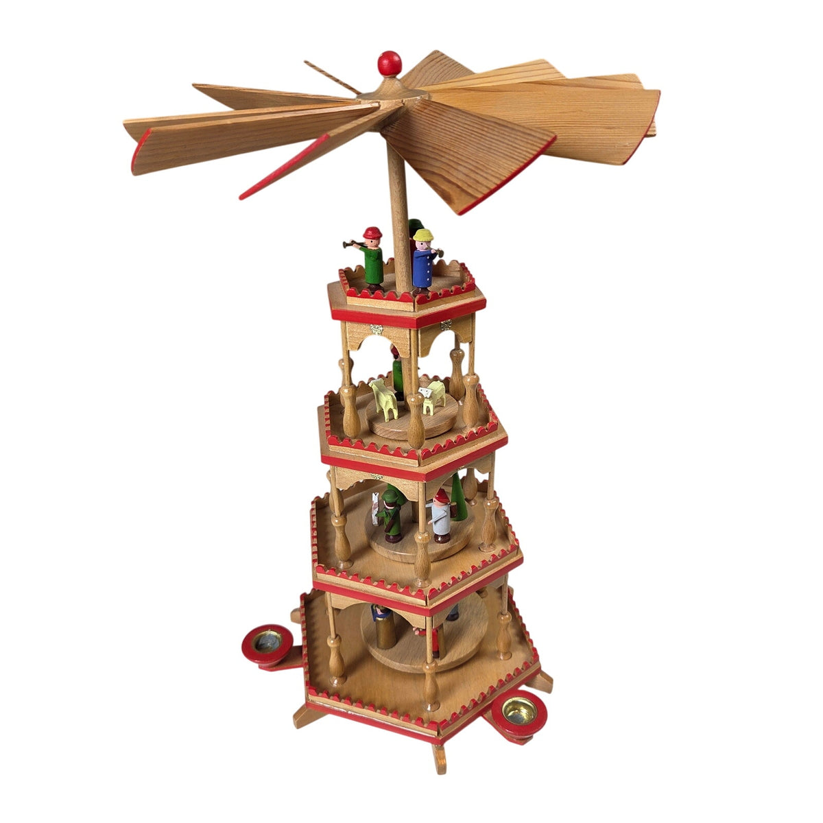 Vintage Erzgebirge Wood Christmas Pyramid Nativity GDR Germany 4 Tier