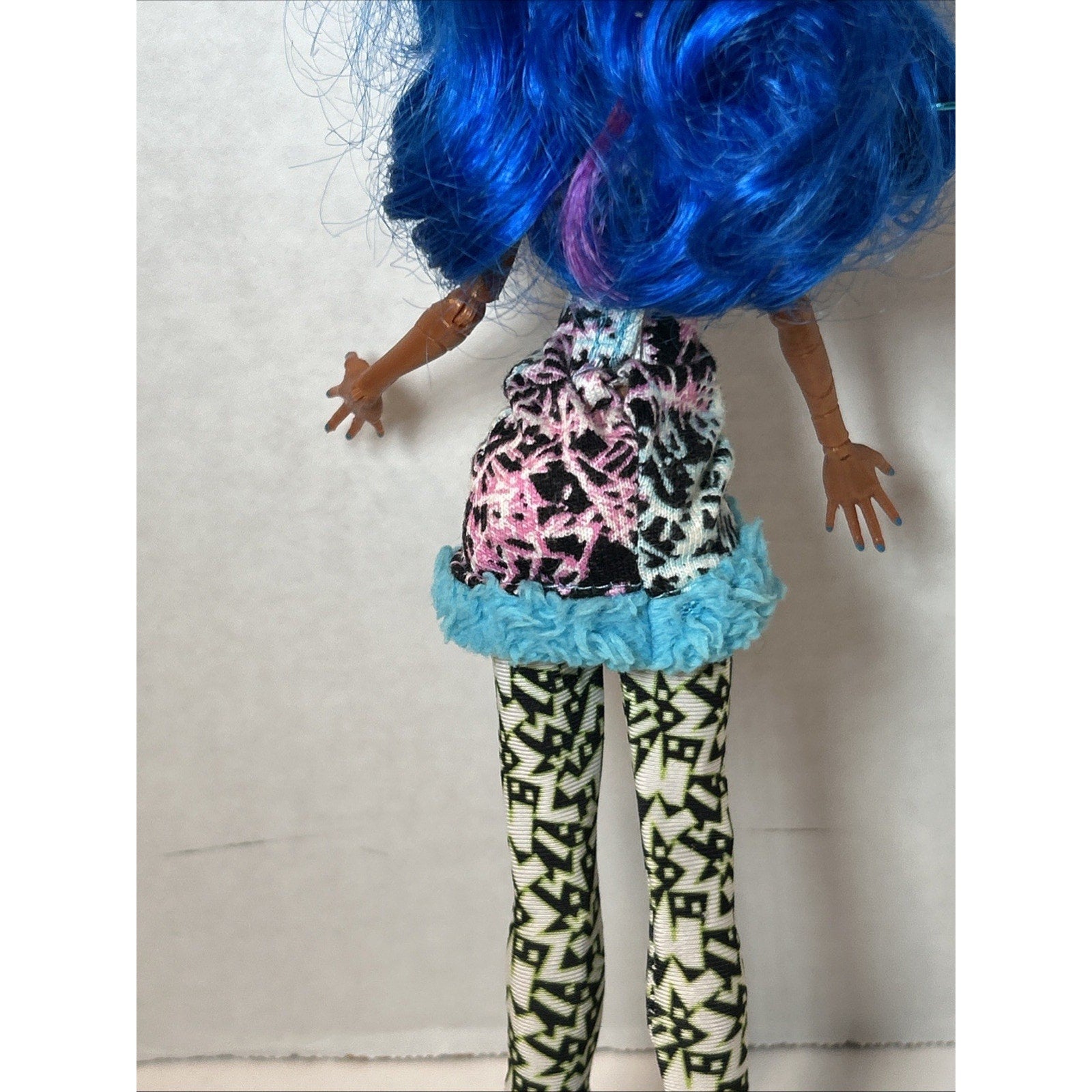 OOAK Custom Repaint Monster High Doll Blue Hair Art Doll Unique One of a Kind