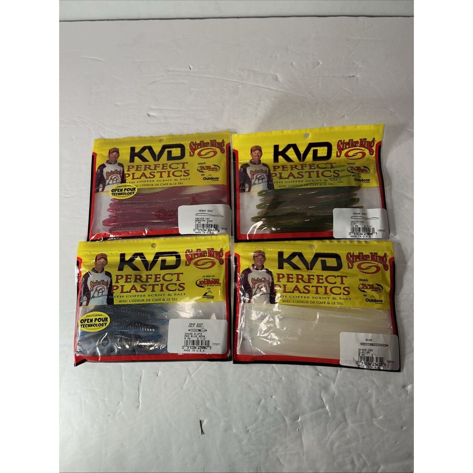 Strike King KVD Perfect Plastics with Coffee Scent and Salt Mixed Lot Of 4