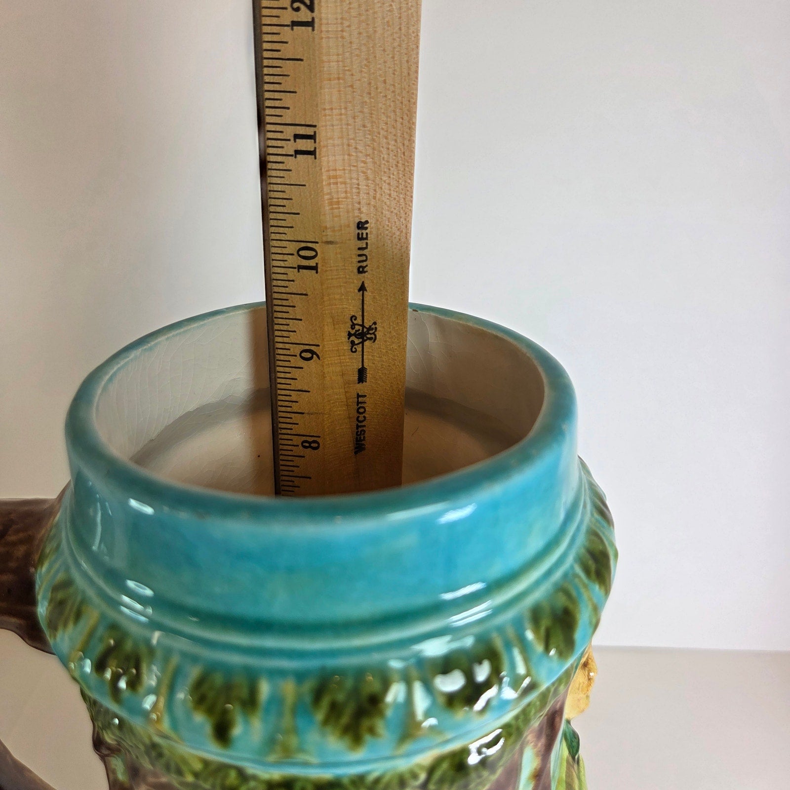 Hand‑Signed “By Mimi 1976” Ceramic Stein – Standing & Seated Figures Lid