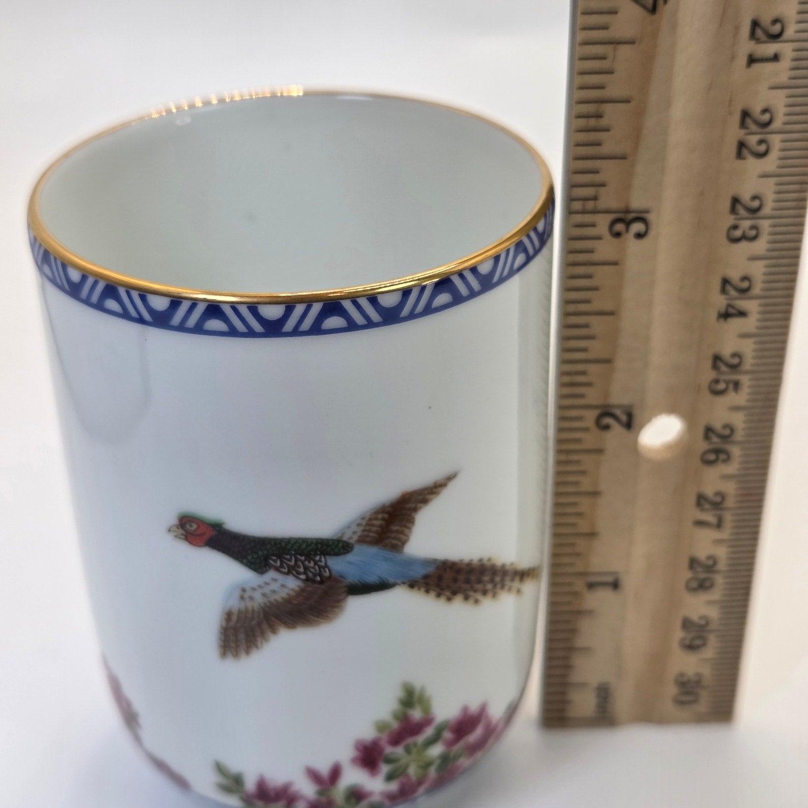 Franklin Mint 1985 Fine Porcelain Tea Cup Pheasant Bird Floral Japan
