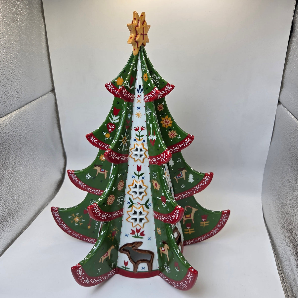 Villeroy & Boch 2004 Scandinavian Christmas Tree Tealight Holder Set Rare