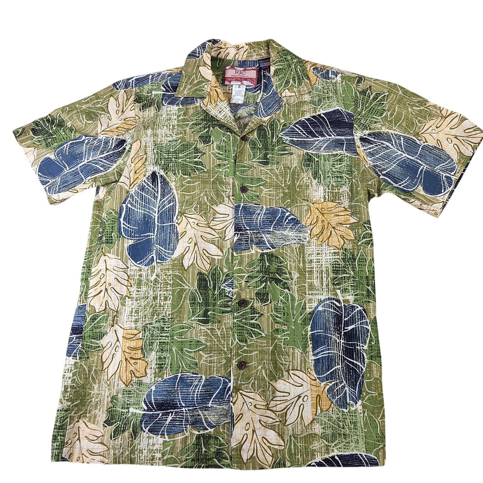 RJC Hawaii USA Aloha Shirt Mens Small Cotton Tropical Camp Button Up