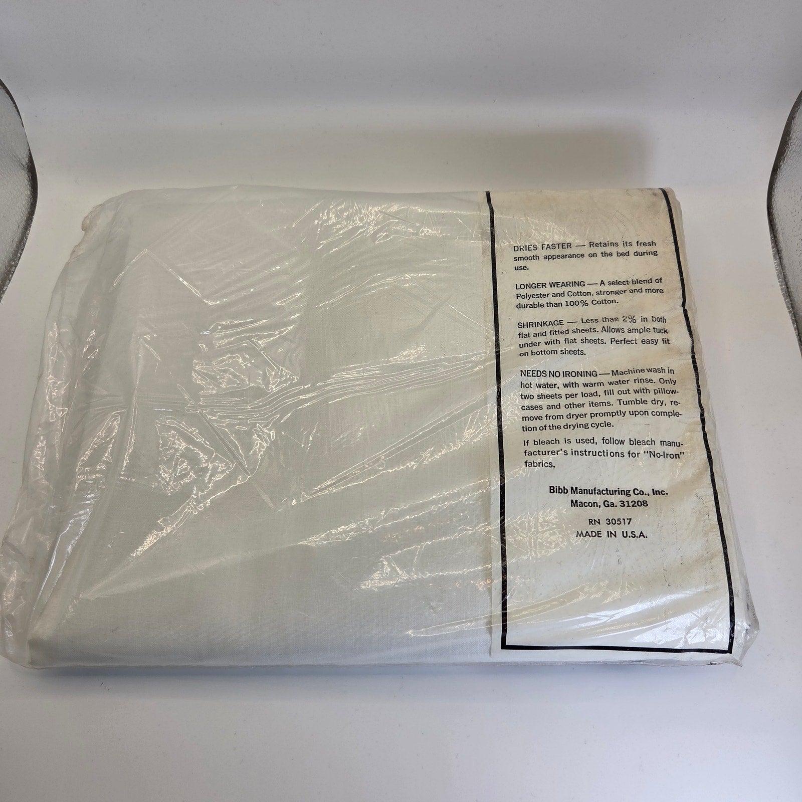 Vintage 1980s Bibb No-Iron Muslin Twin Flat Sheet 72x104 USA Sealed NOS