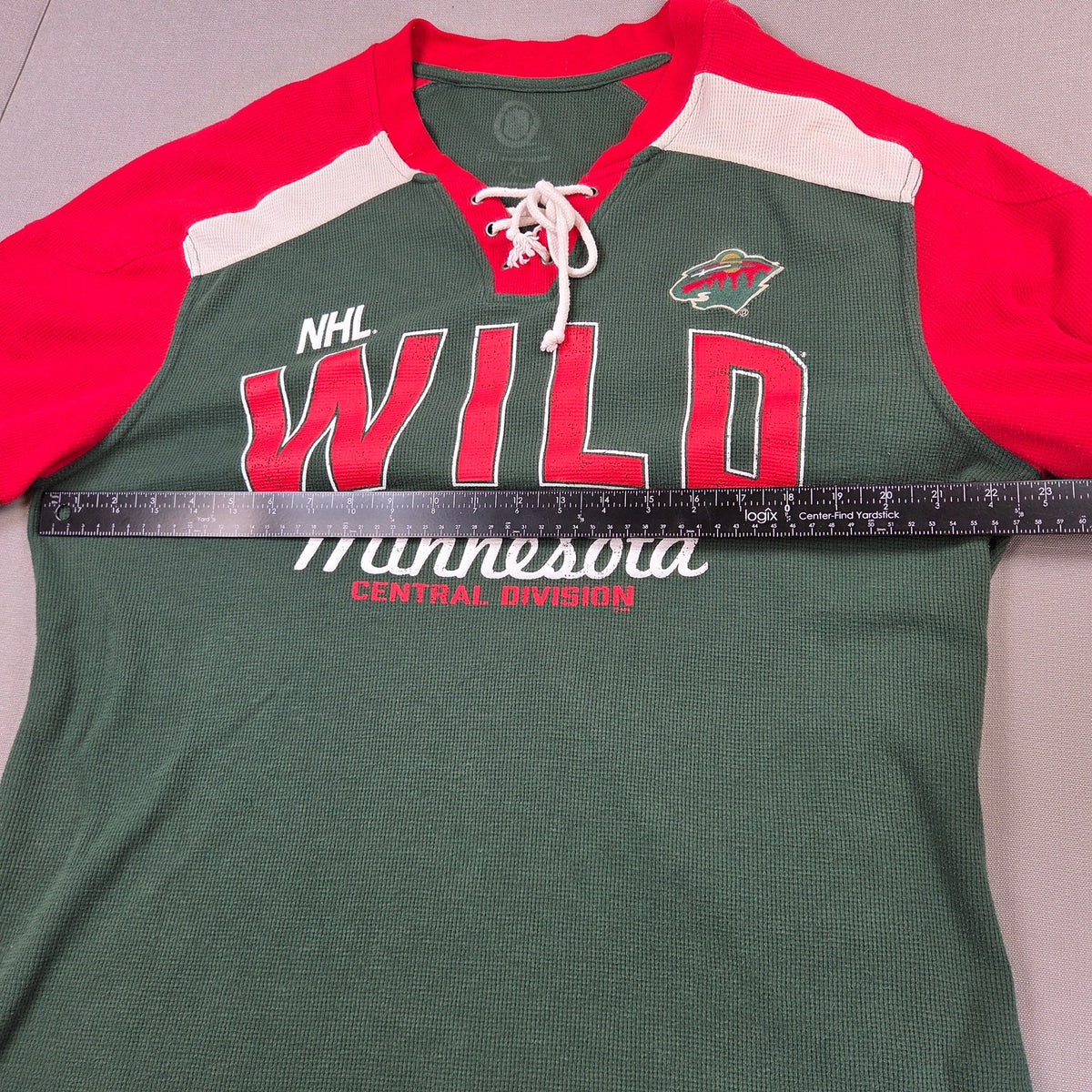 G-III Minnesota Wild NHL Lace Up Thermal Waffle Shirt Mens XL Long Sleeve