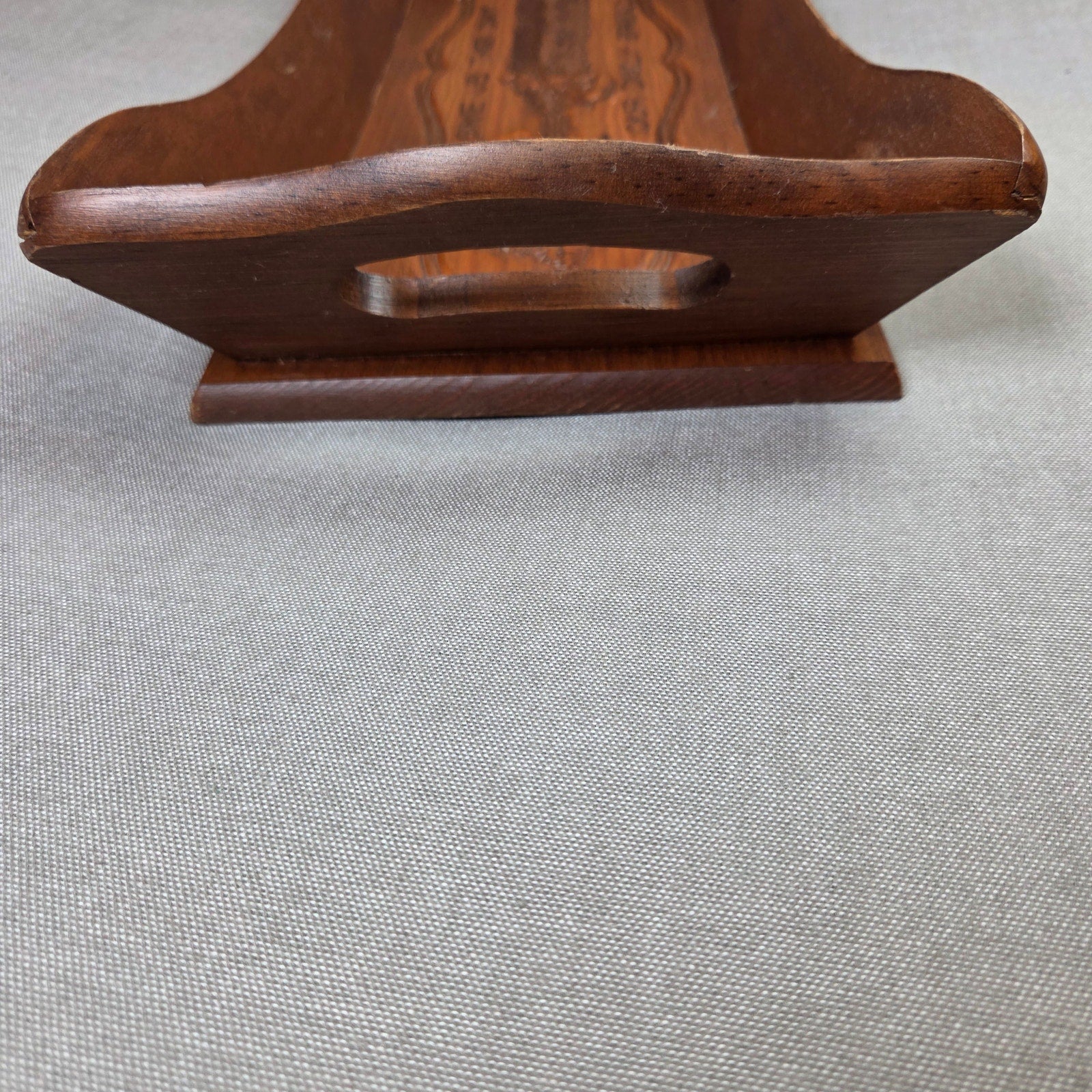 Vintage Wooden Bread Basket Tray Give Us This Day Our Daily Bread 18in