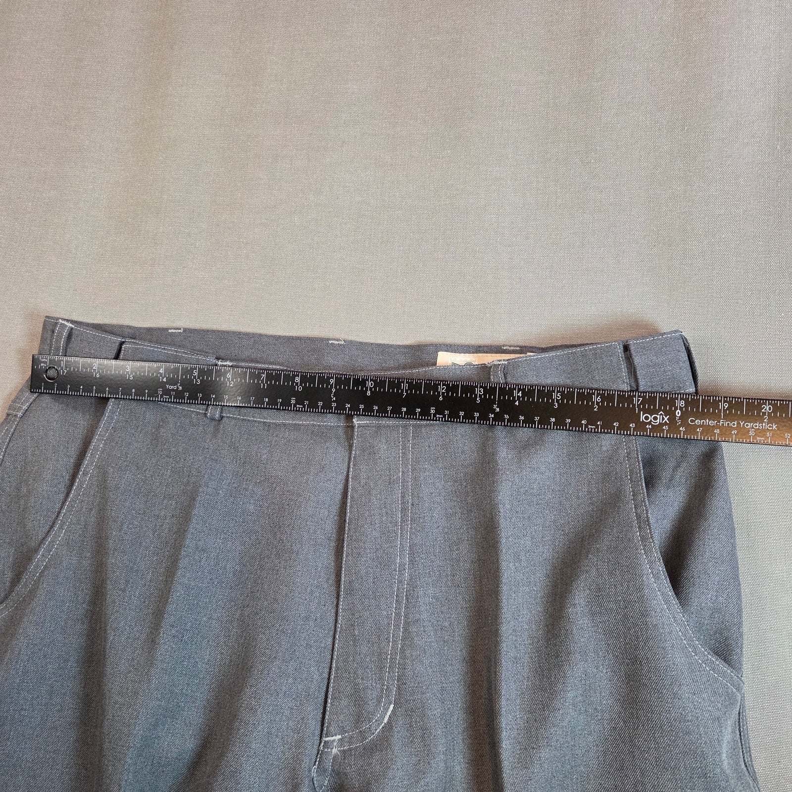 Haband Men’s Dress Slacks 37x27 Gray Polyester Permanent Press Pants