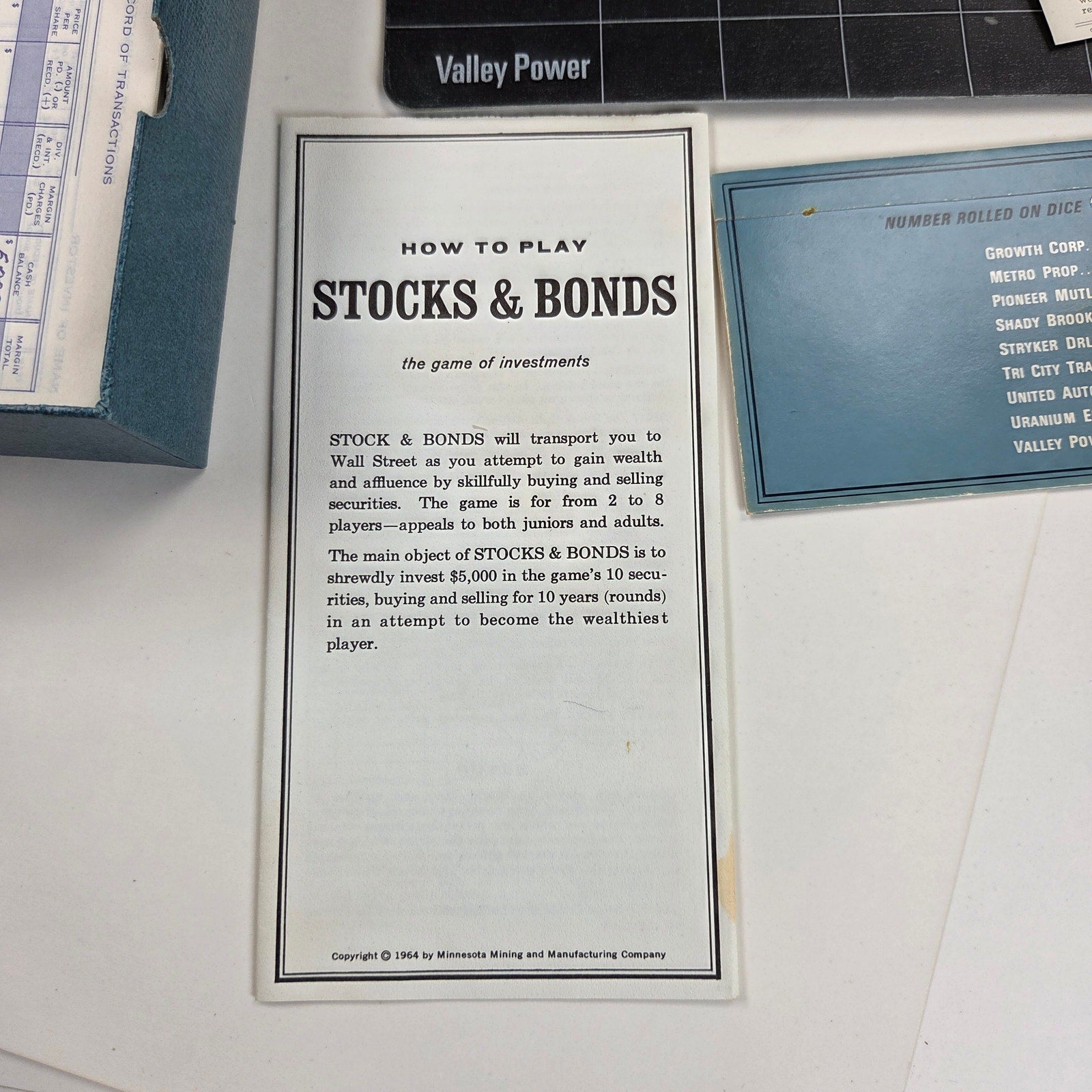 Vintage 1964 3M Bookshelf Game Stocks & Bonds Complete Investment Board Game