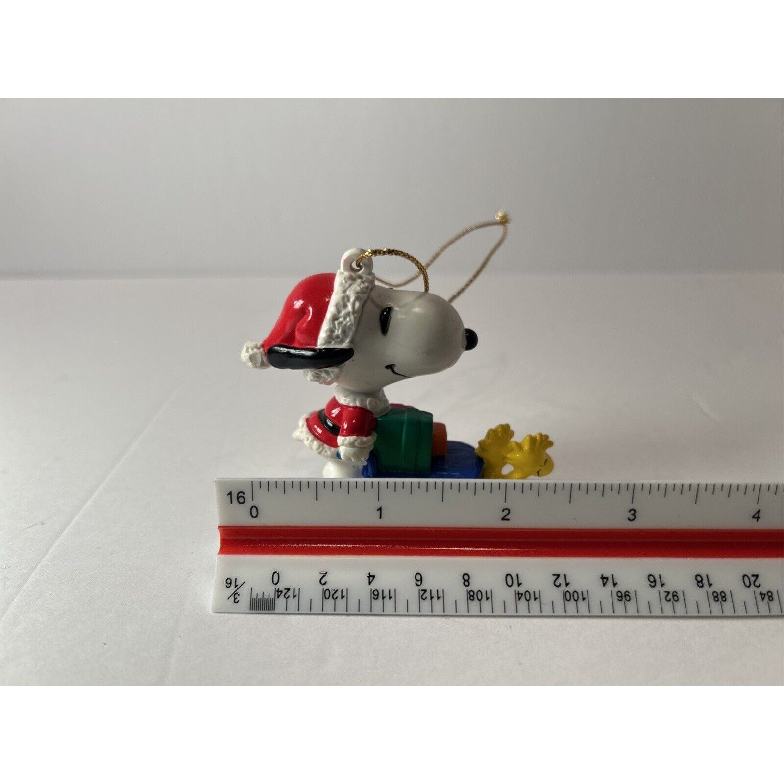 Santa Snoopy Ornament Sled Pulled By Woodstock & friends Peanuts - Loose