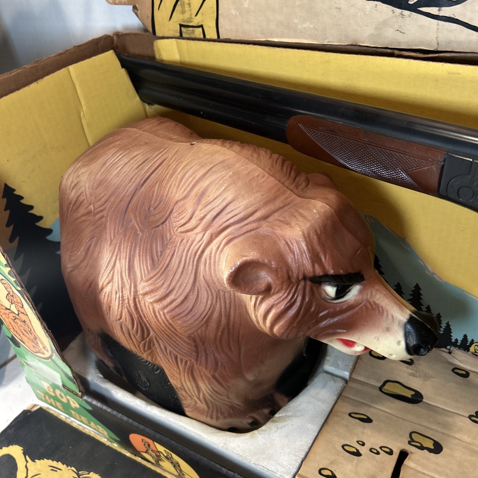 Vintage 1960s Marx Bop-A-Bear Toy G300 With Gun & Box – Incomplete, Untested