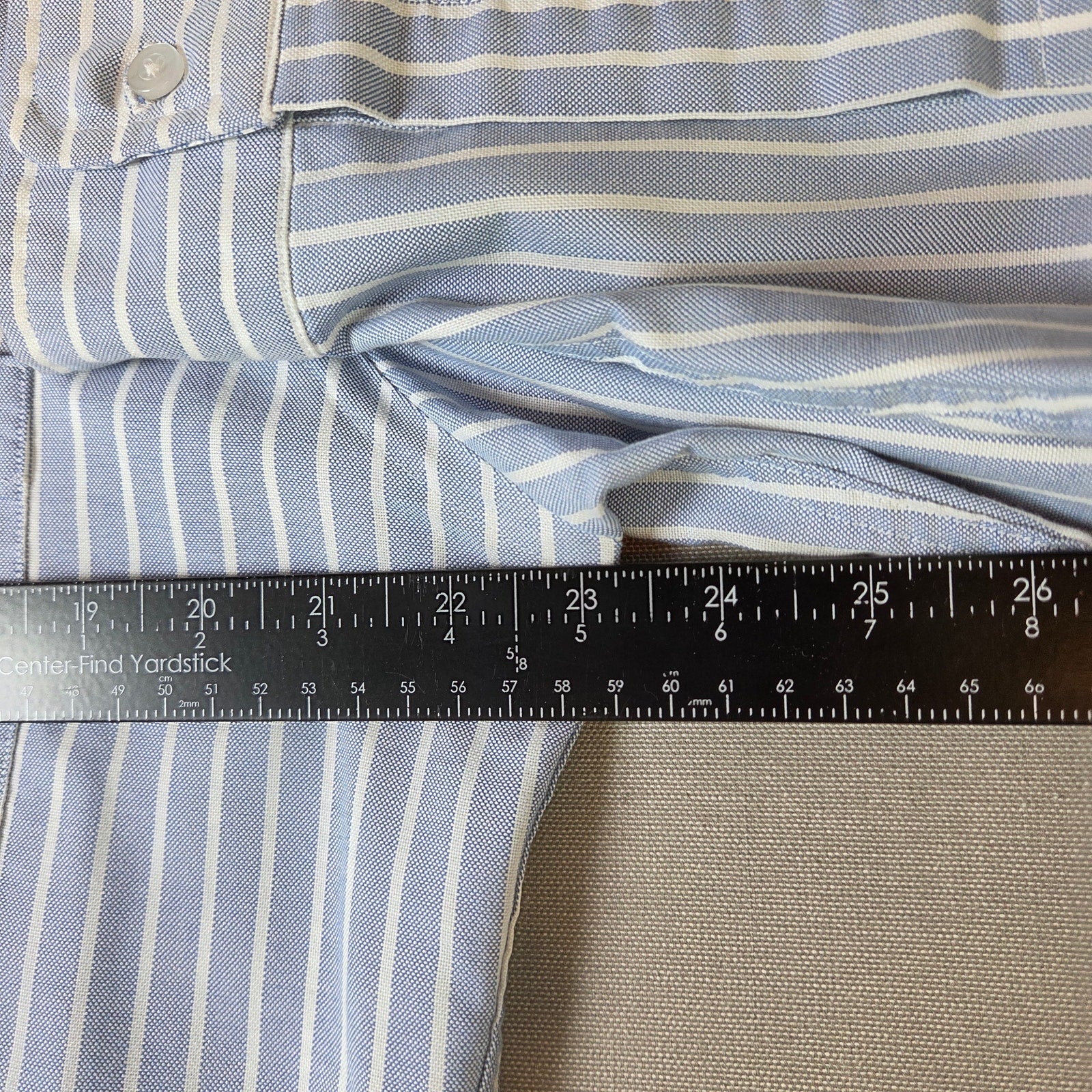 L.L. Bean Vintage Blue White Striped Button Down Shirt Made USA 15 36