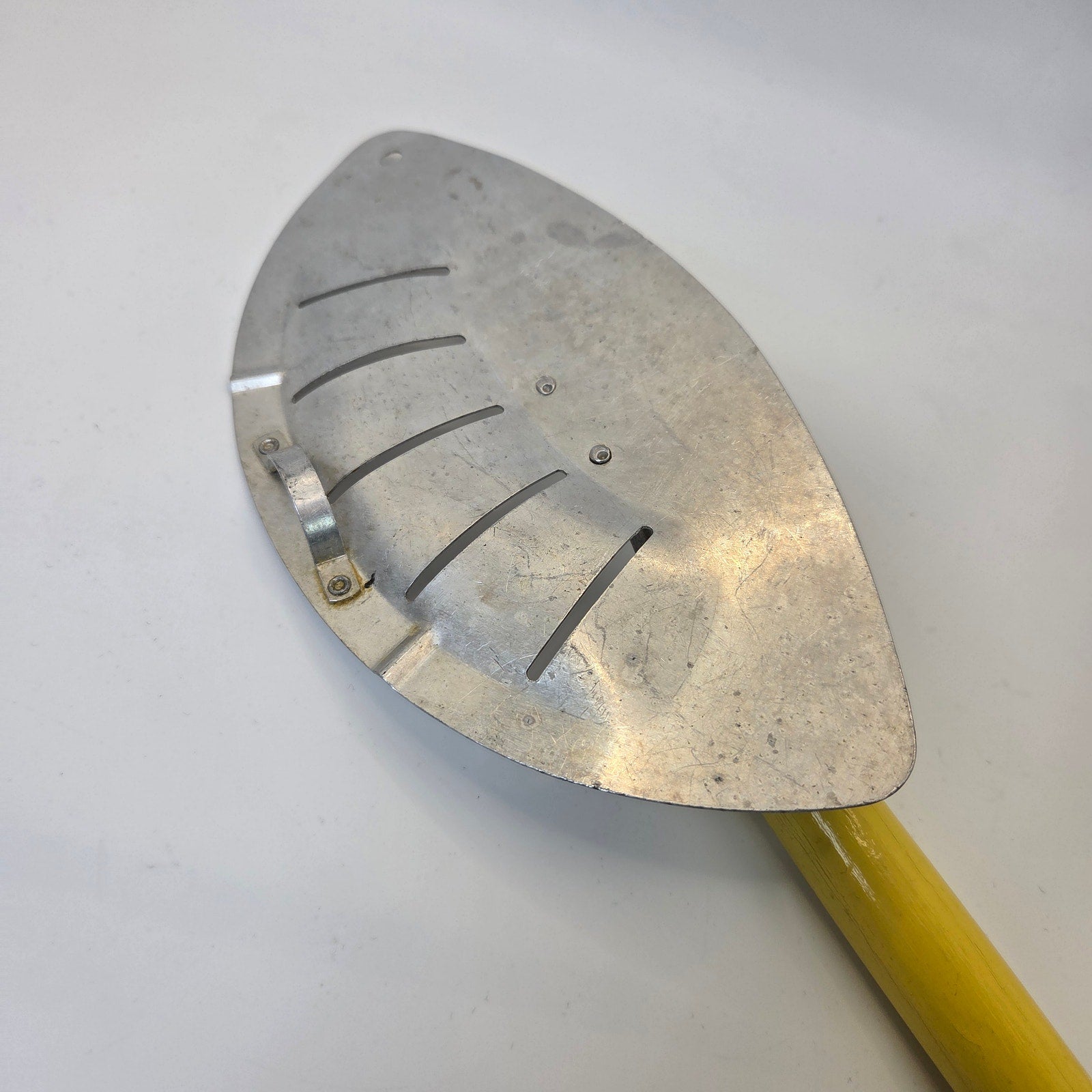 Foley Vintage Aluminum Food Press Rocker Chopper Masher Yellow Handle USA