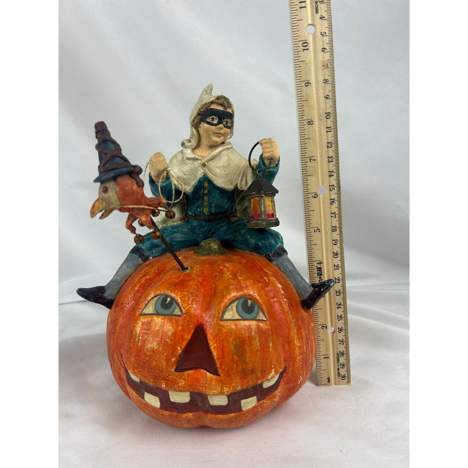 Bethany Lowe Designs Halloween Pumpkin Rider Lantern Figure Folk Art