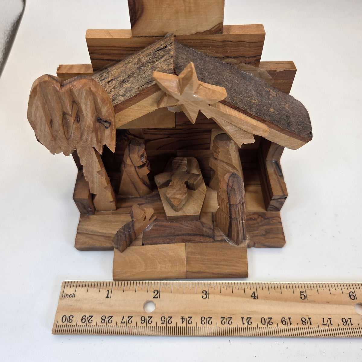Hand Carved Olive Wood Nativity Scene Made in Israel G&G International Box