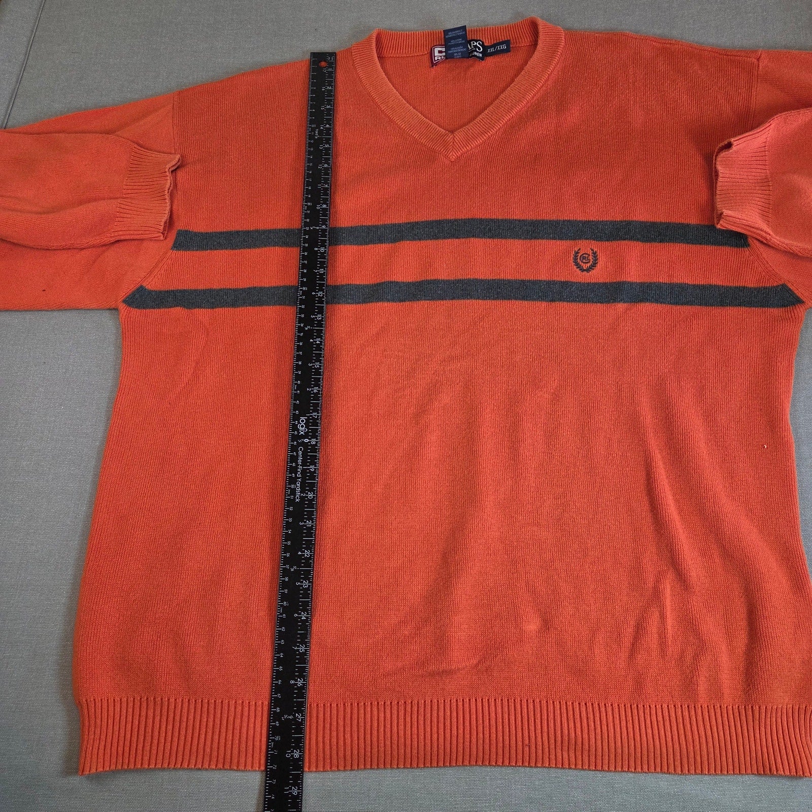 Vintage Chaps Ralph Lauren XXL Orange Navy Stripe Cotton Sweater Macau