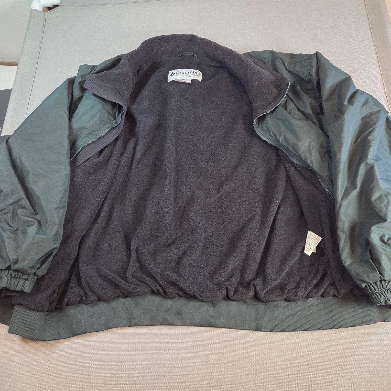 Columbia Sportswear Green Fleece Lined Bomber Jacket Men’s XL Made in Taiwan