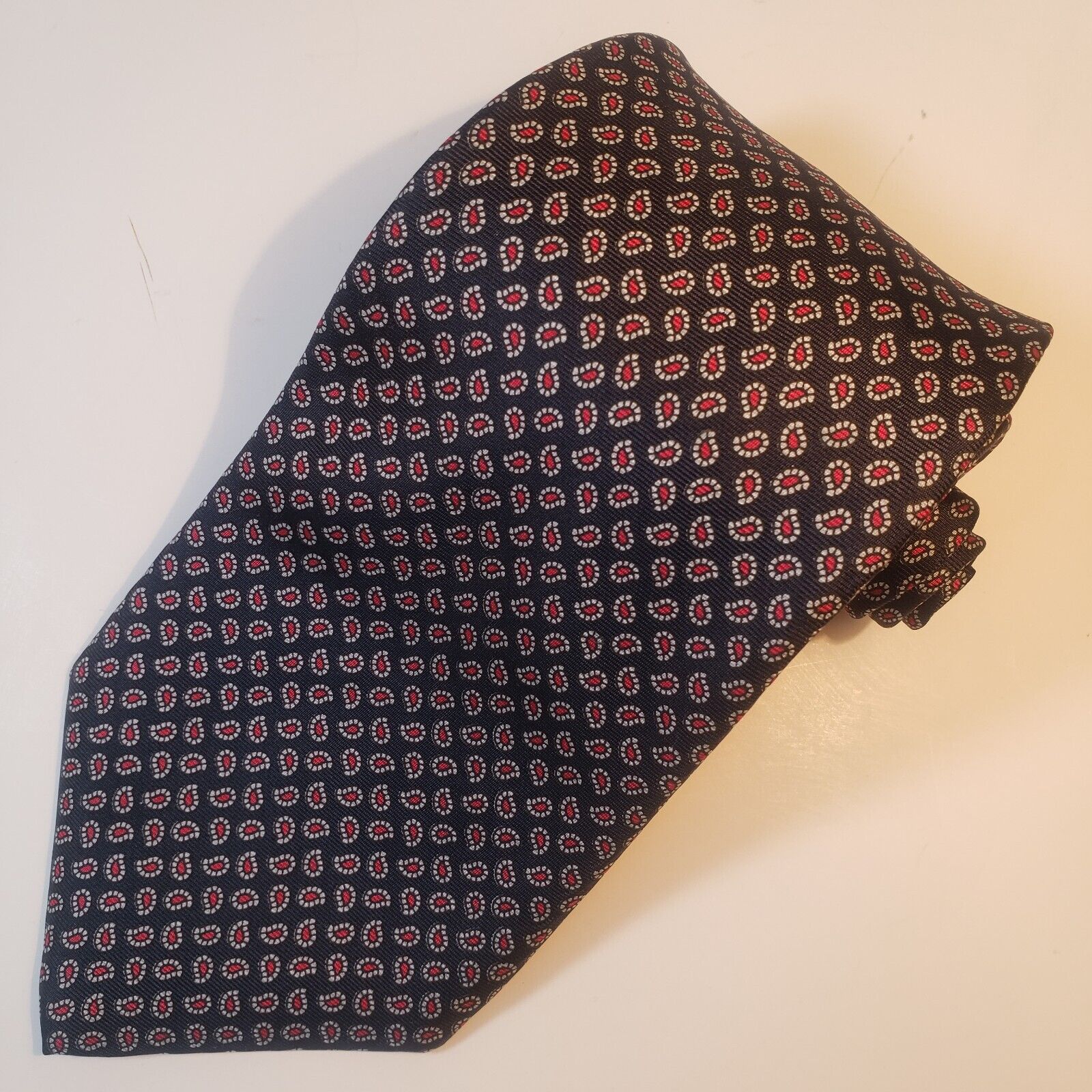 Joseph A Banks Black Geometric Silk Tie Made in USA