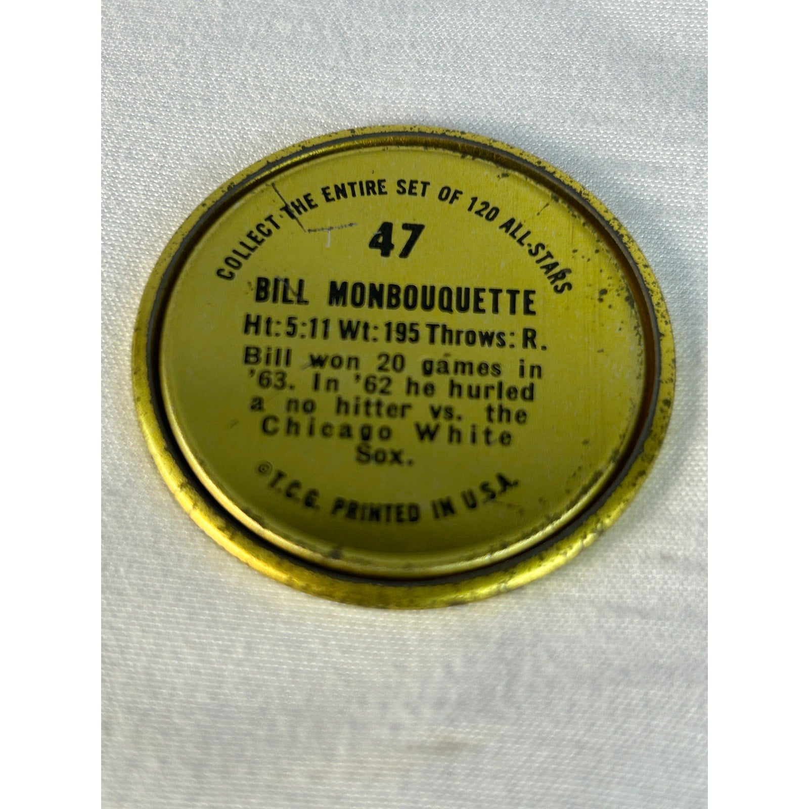 1964 Topps Red Sox Metal Baseball Coins Dick Radatz Bill Monbouquette