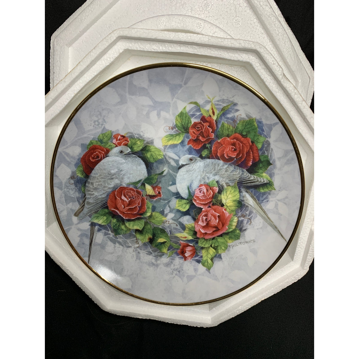 Franklin Mint Love Sonnet Theresa Politowicz Dove Collector Plate Porcelain