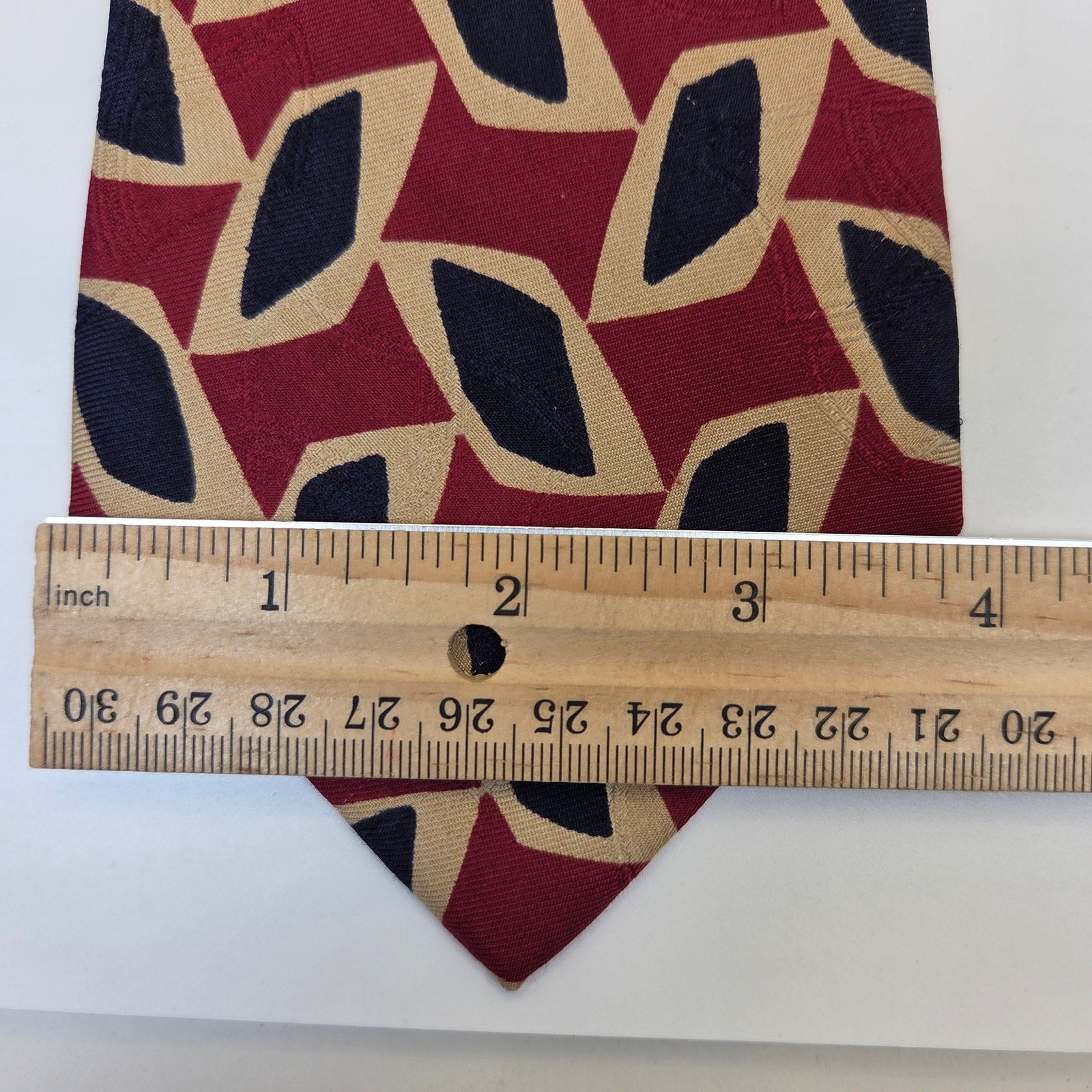 Bolgheri Italy Silk Abstract Geometric Wide Vintage Mens Necktie 4in