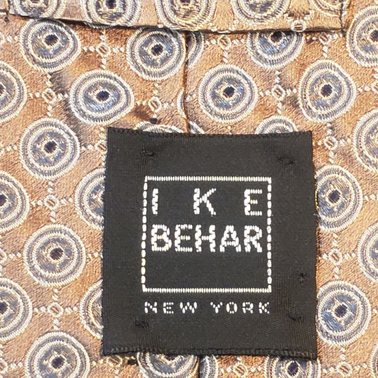 Ike Behar Silver Geometric Silk Tie