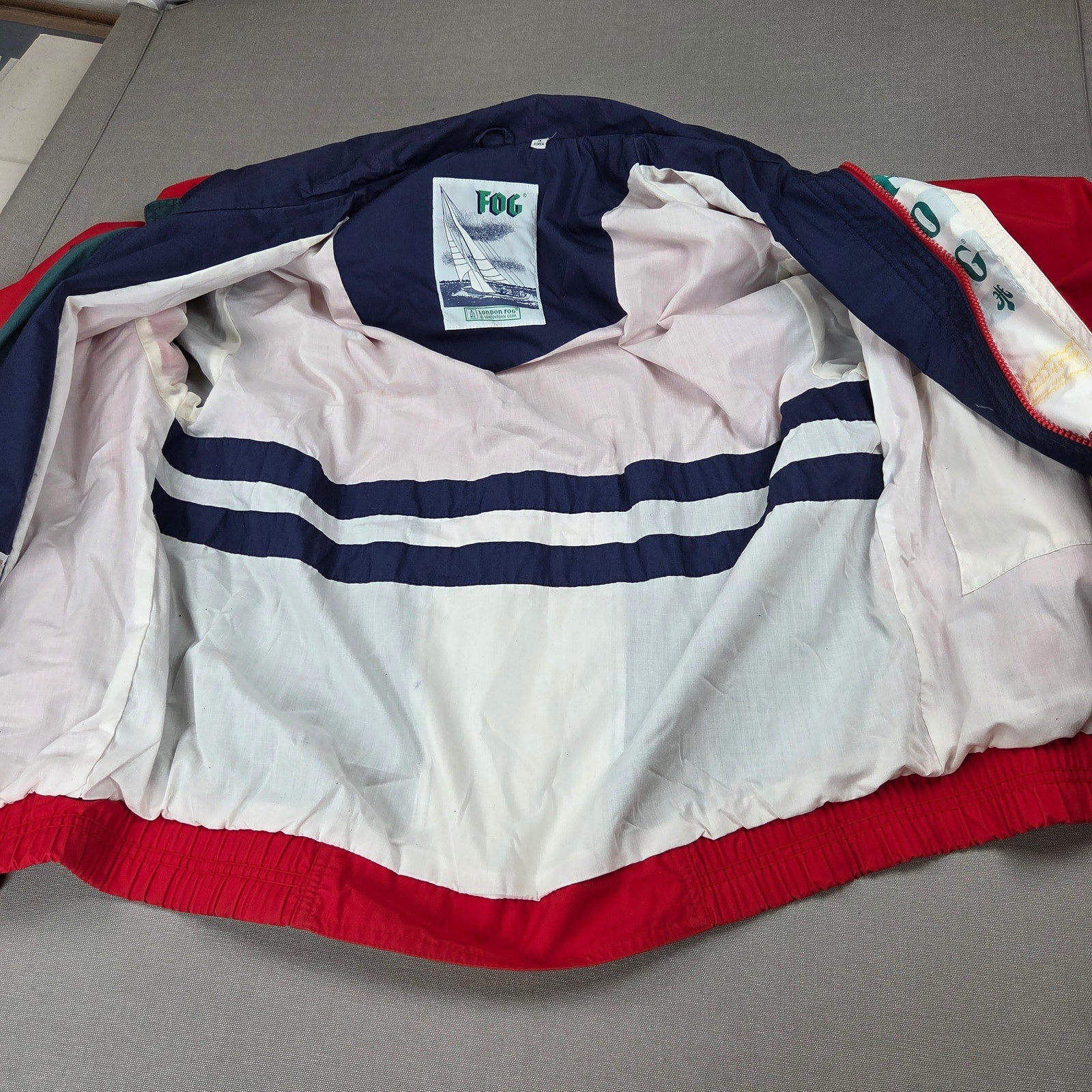 London Fog FOG Vintage Sailing Jacket Windbreaker Hooded Korea Mens M