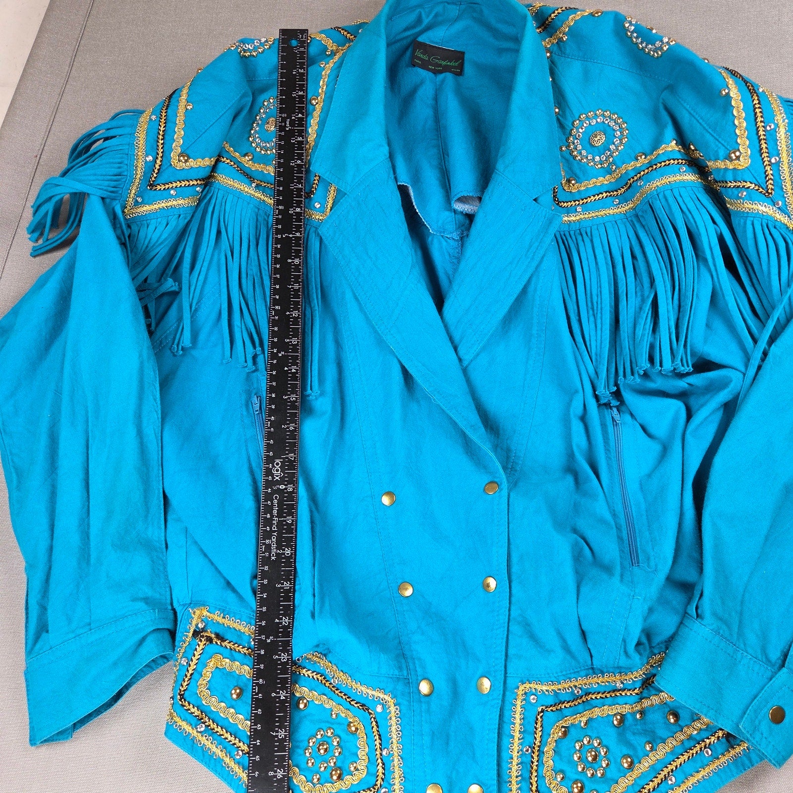 Varda Garfinkel Vintage 80s Western Fringe Beaded Rodeo Jacket Women's L