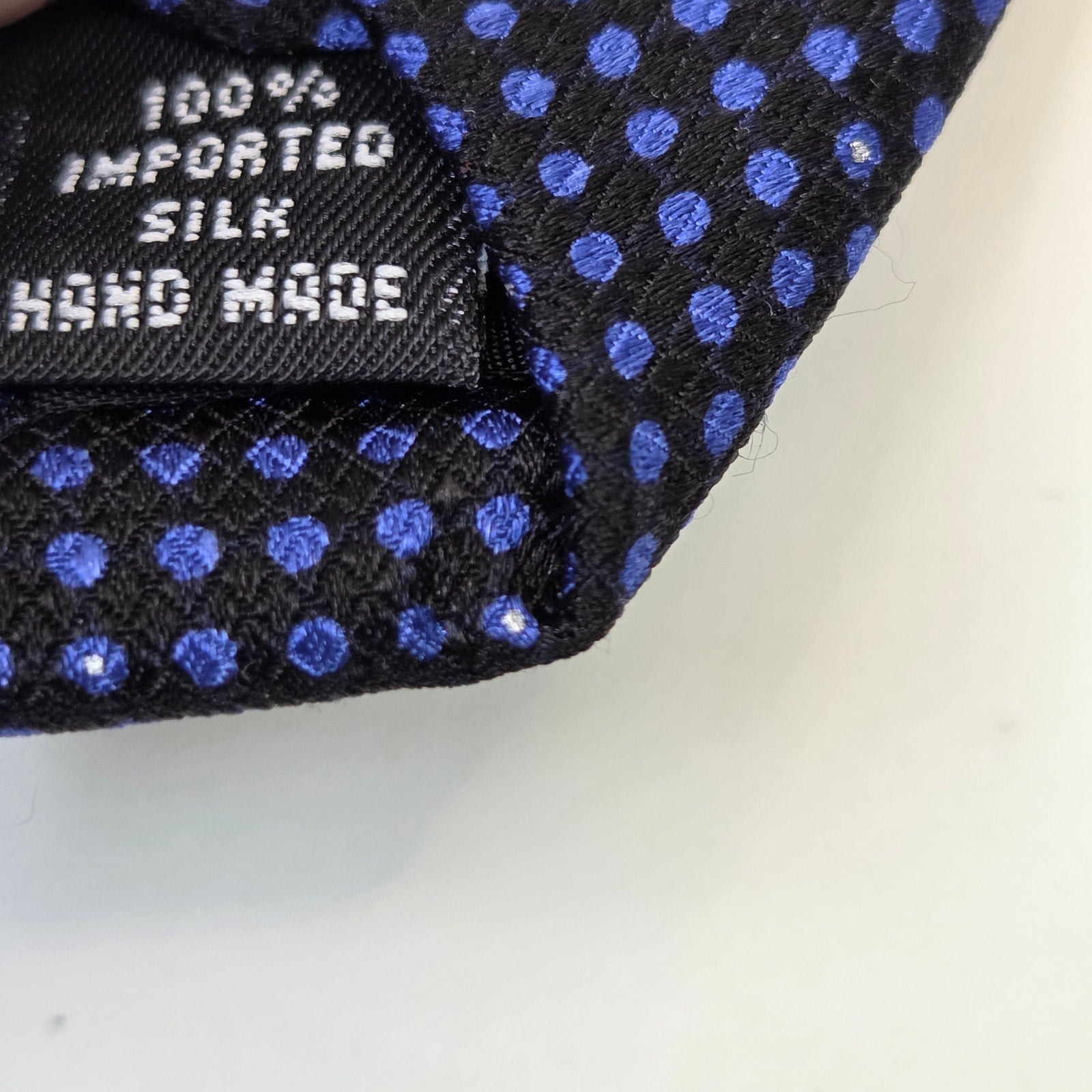 Kenneth Cole New York Silk Tie Blue Black Dot 4” Classic 58" Made in Korea