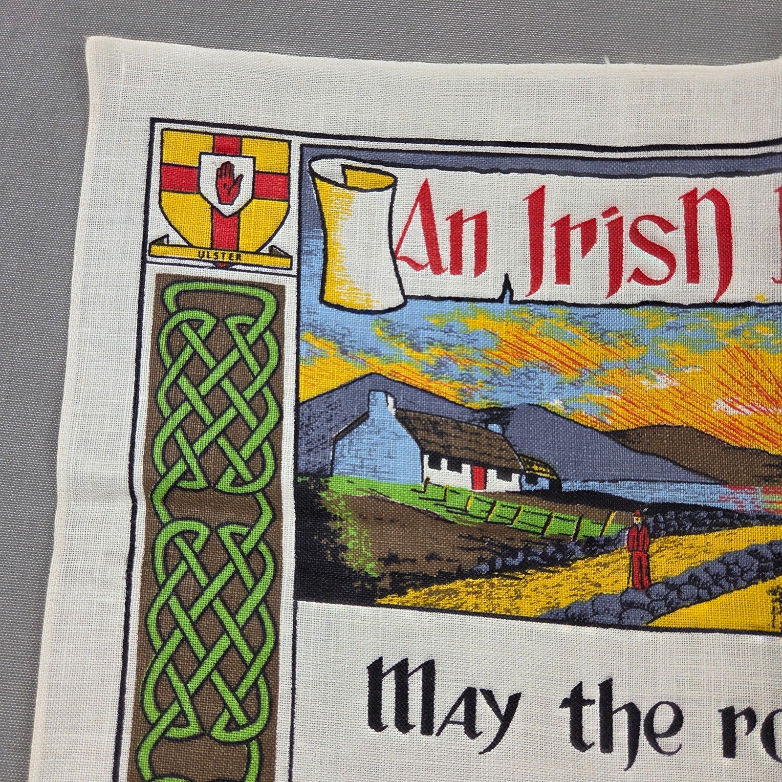 Vintage Nelson Irish Blessing Pure Linen Tea Towel Made Ireland 30.5"x21"