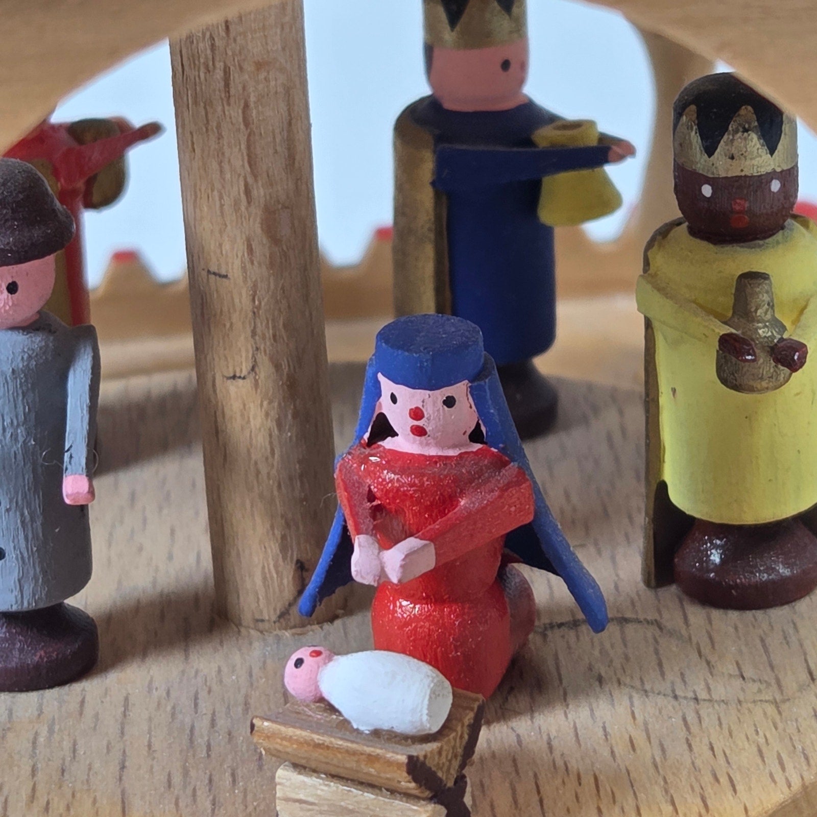 Vintage Erzgebirge Wood Christmas Pyramid Nativity GDR Germany 4 Tier