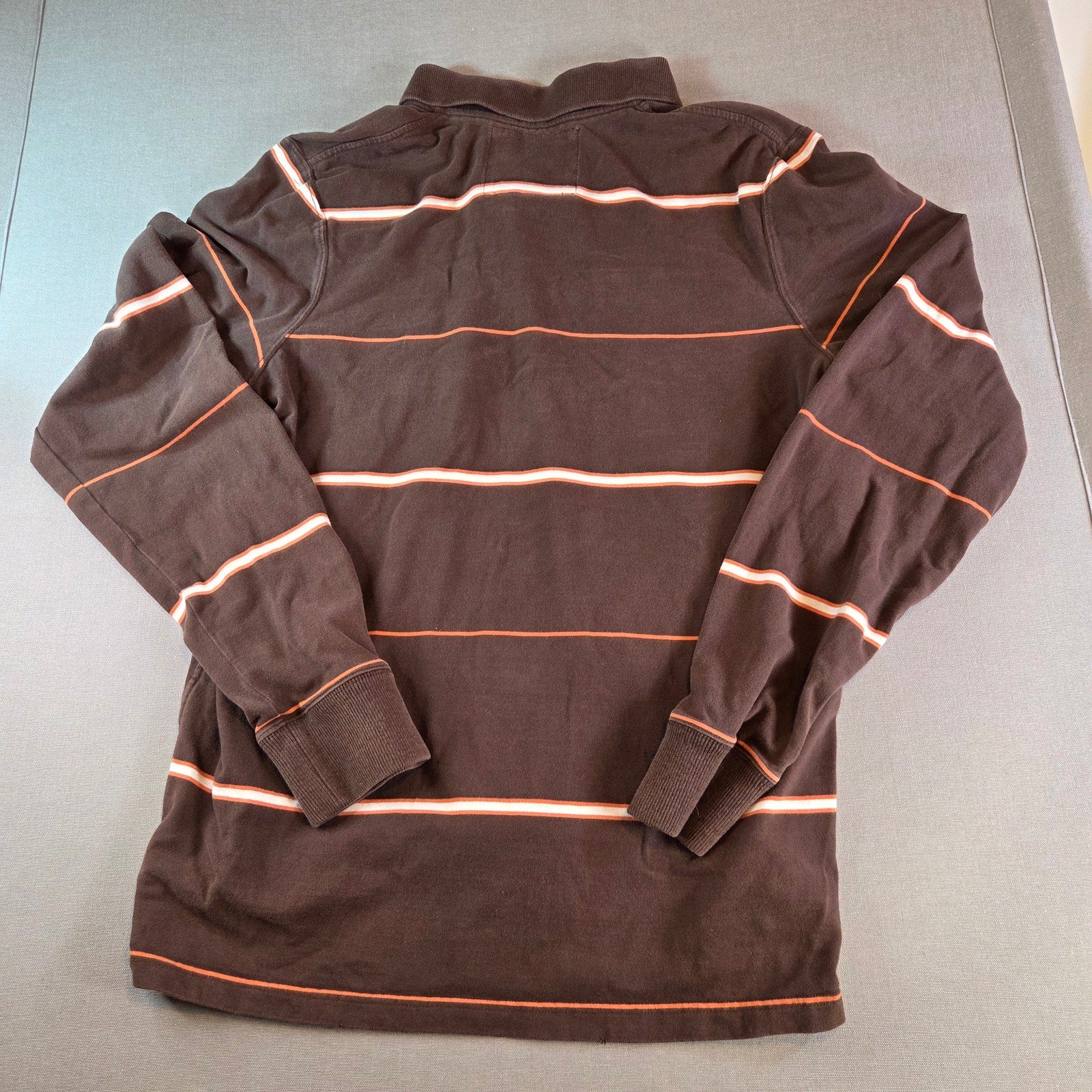 Abercrombie & Fitch Brown Striped Long Sleeve Polo Shirt XL Muscle Fit