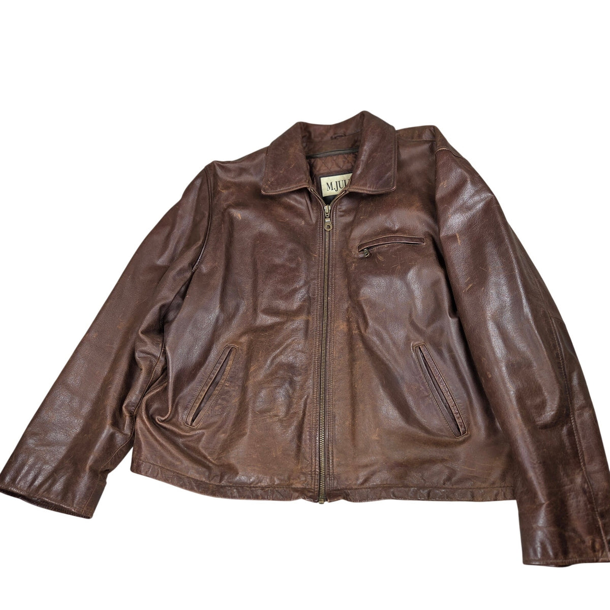 Wilsons Leather M. Julian Men's XL Brown Leather Jacket Thinsulate Zip Liner