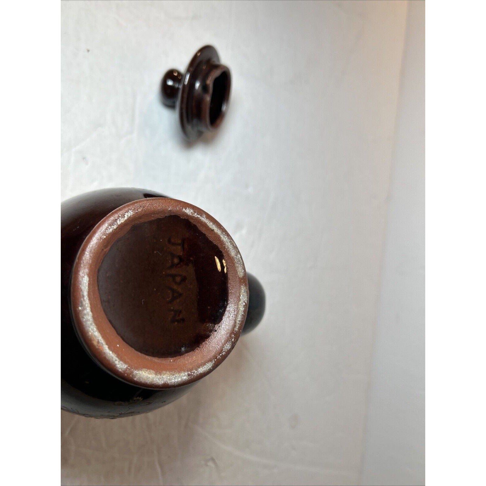 Vintage Japan Brown Ceramic Teapots with Lids – Hand Painted Floral Gold Accents