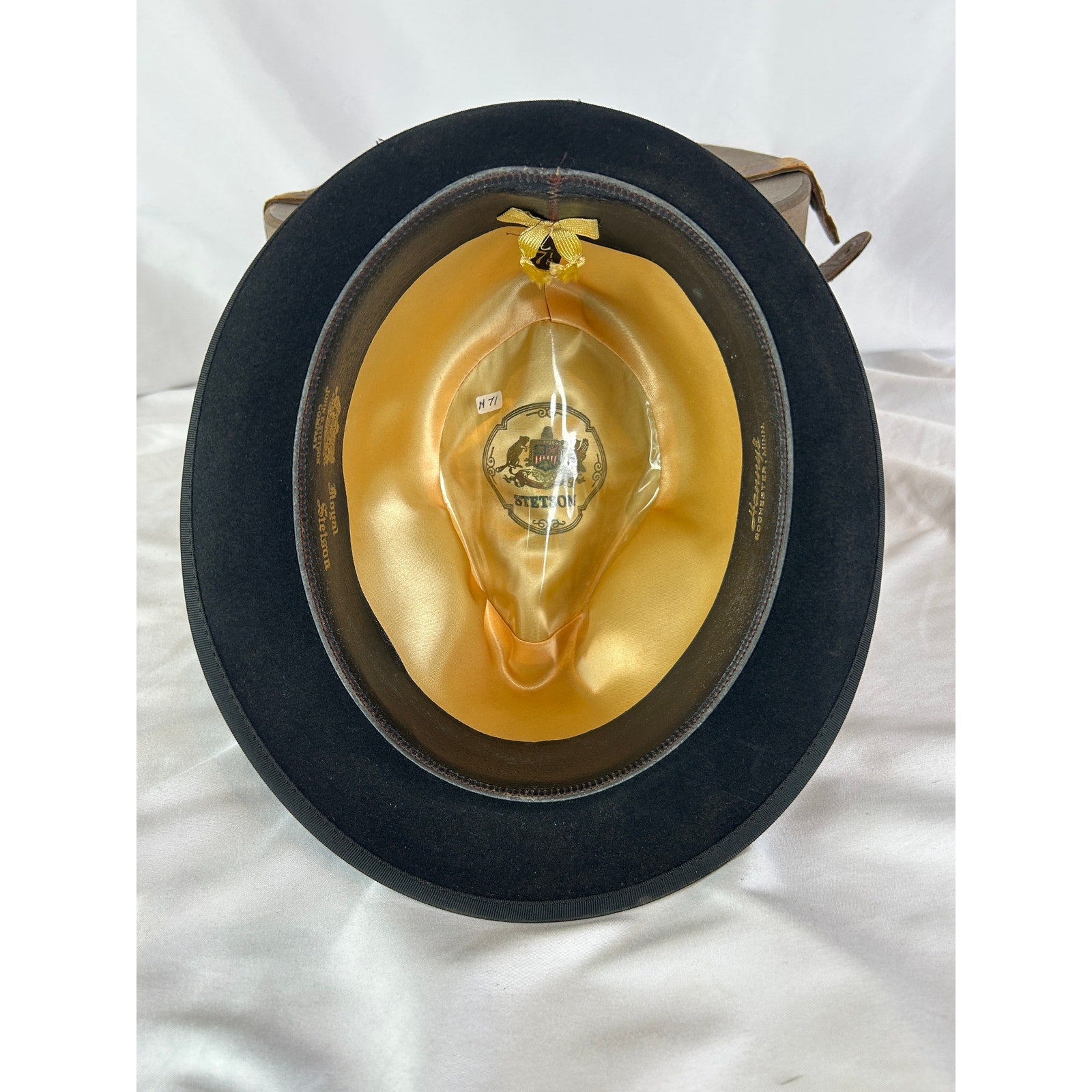 Vintage Royal Stetson Black Fedora Hat 7 1/8 Fur Felt With Box