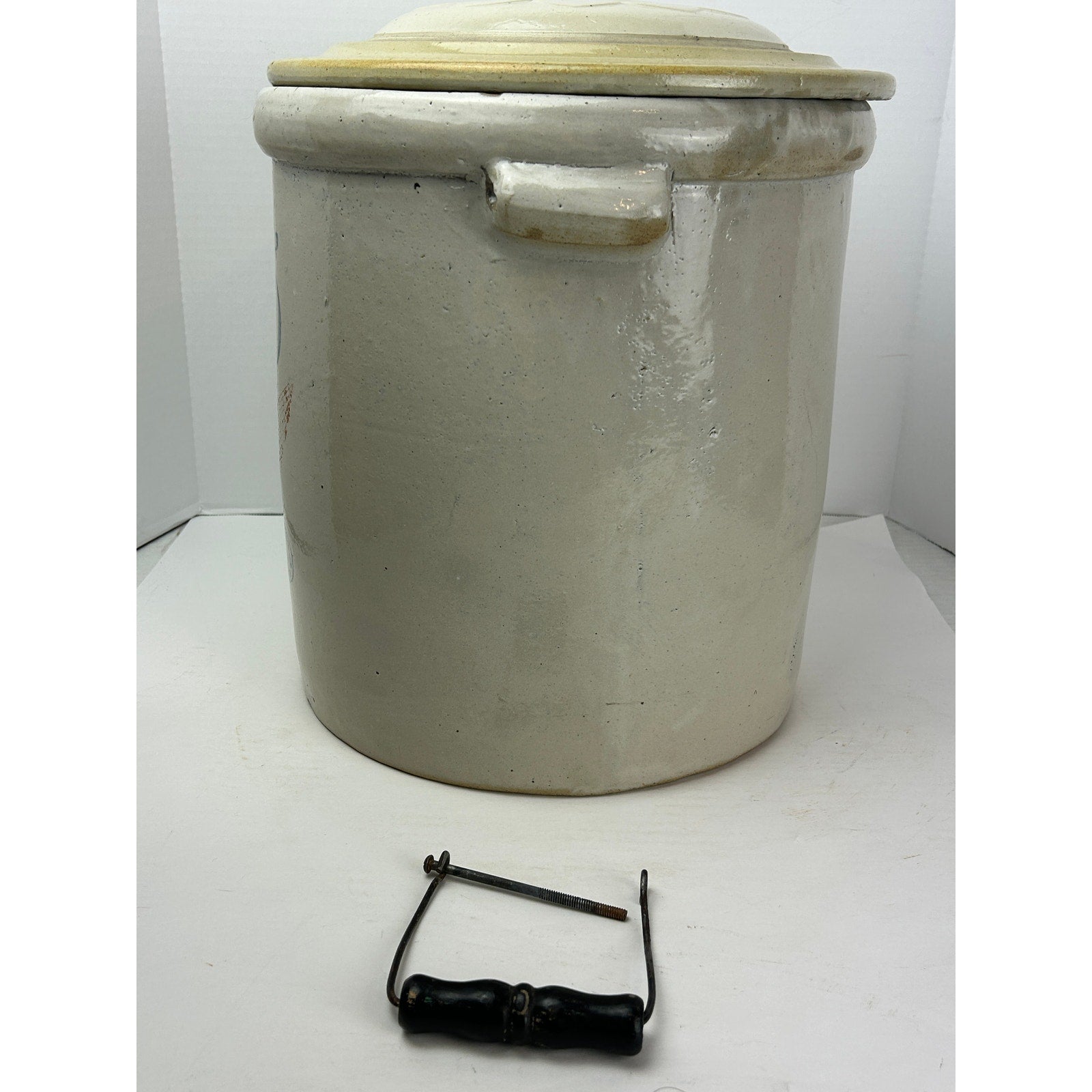 Red Wing Stoneware 5 Gallon Crock w/ Bail Handles & Button Lid, Patented 1915,