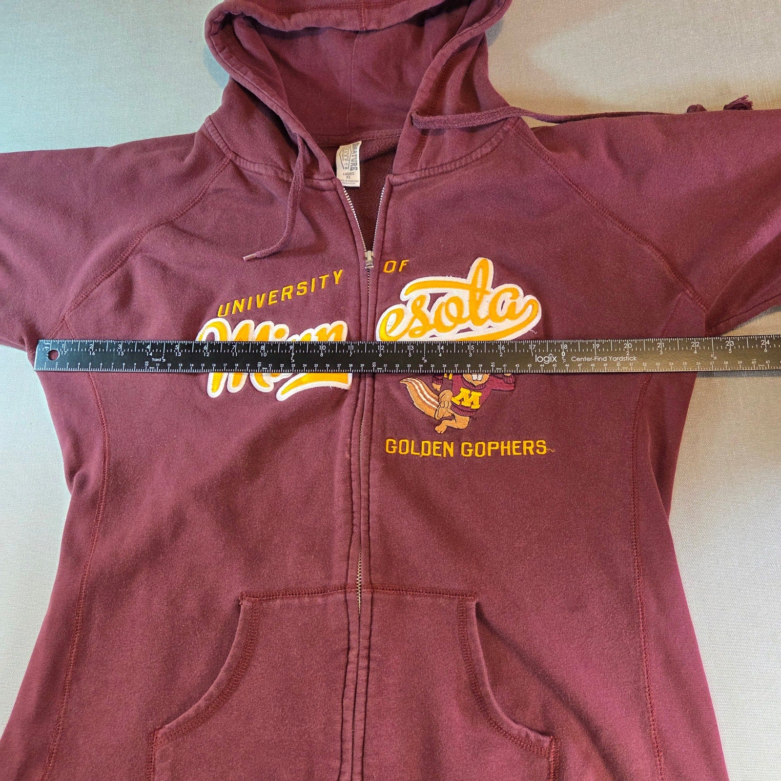 Golden Gophers Hoodie Women’s XL Signature Sportswear Full Zip Maroon Discolor