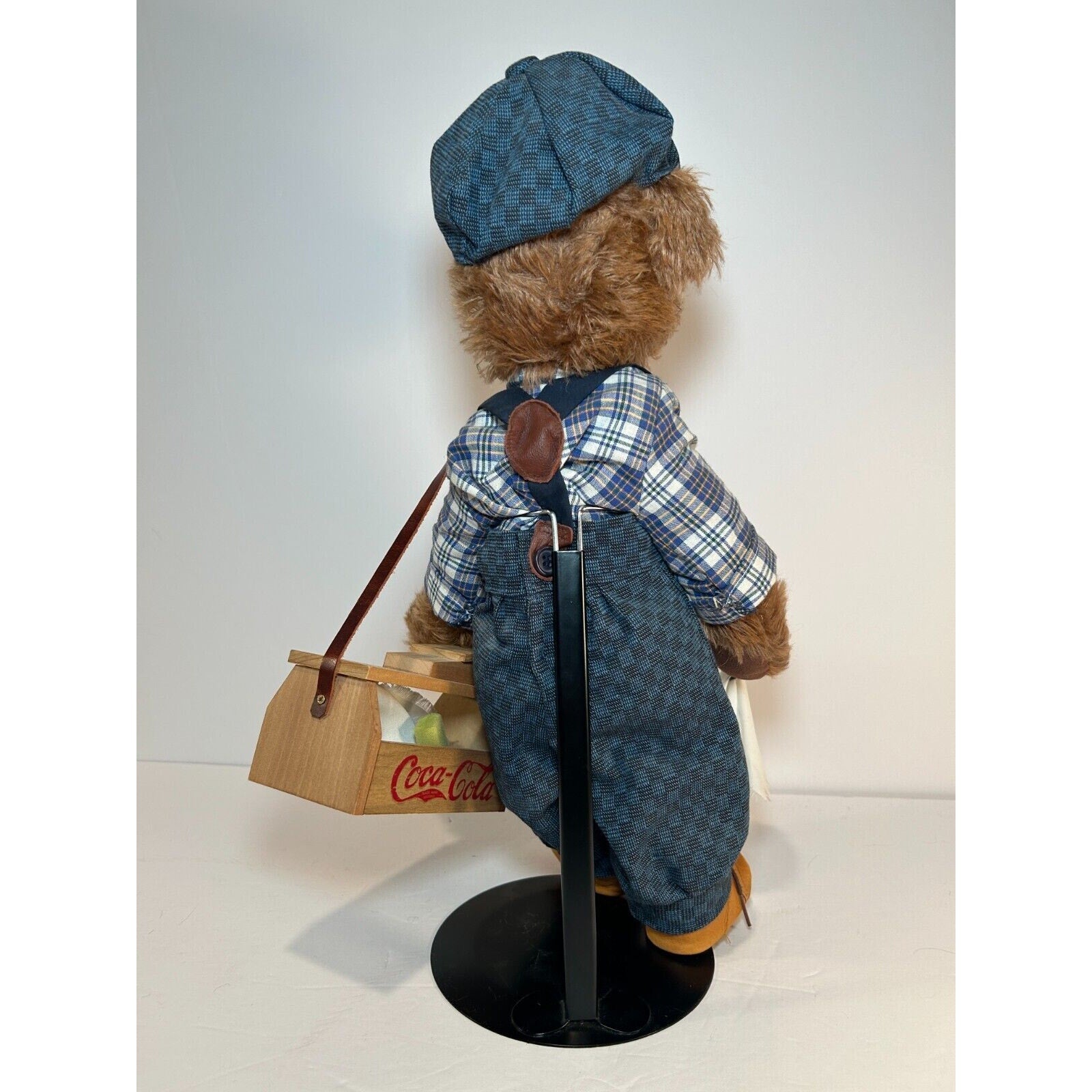 Franklin Mint Coca-Cola Mohair Bear Sammy w/ Hat & Shine Box – Rare