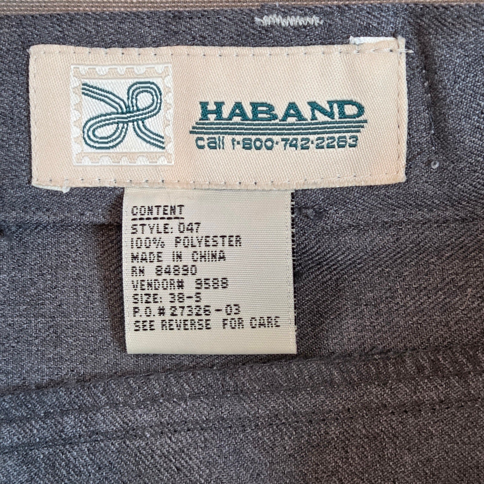 Haband Men’s Dress Slacks 37x27 Gray Polyester Permanent Press Pants