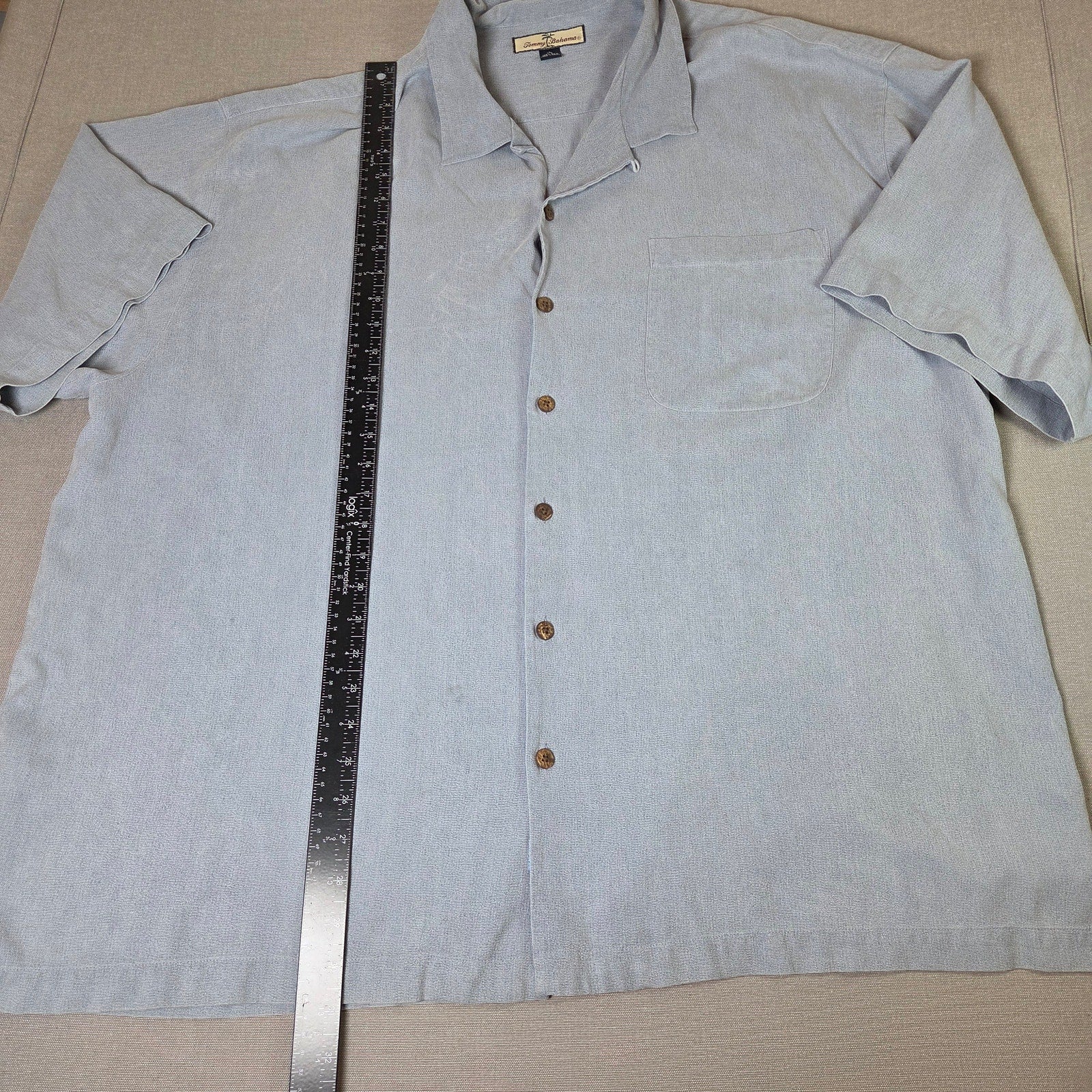 Tommy Bahama Relax Silk Camp Shirt XXL T30440 Pigment Washed Button Front Blue