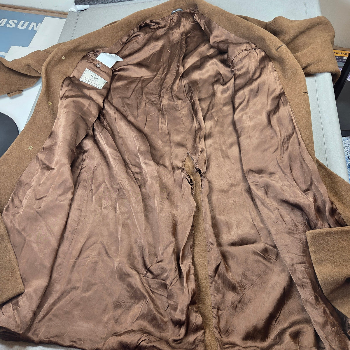 Marzotto for Barneys New York Wool Overcoat Made Italy Mens 42R Brown