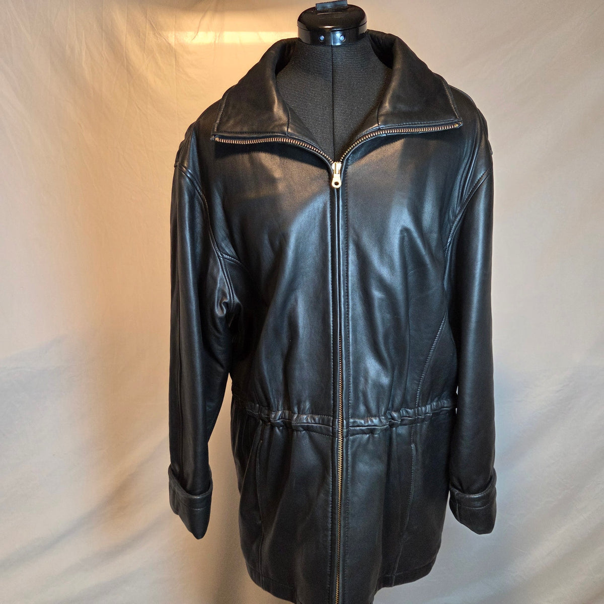 Marc New York Andrew Marc Women's L Black Leather Thermolite Car Coat Jacket