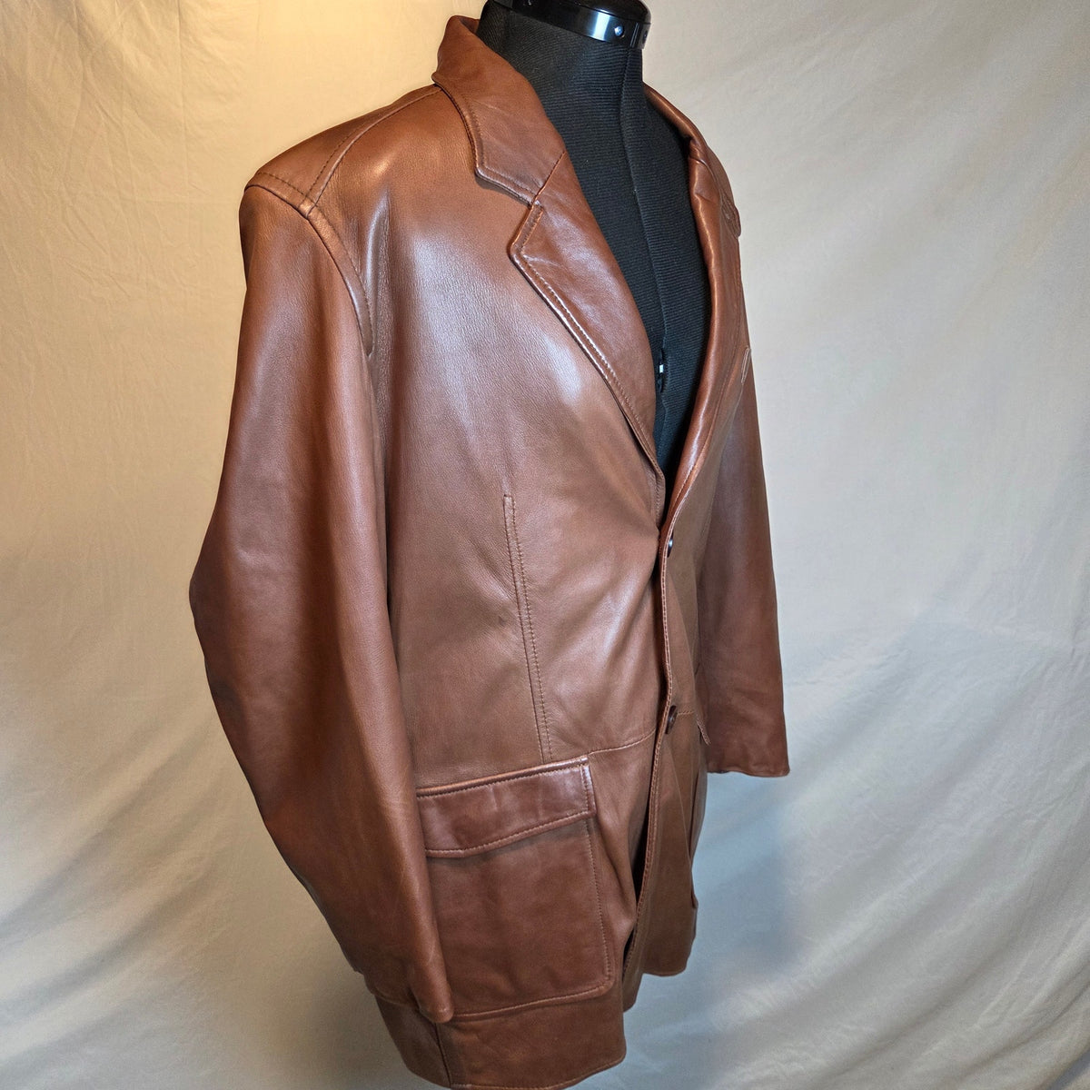 Wilsons Leather Men's L Brown Genuine Leather Blazer Sport Coat Jacket Lined
