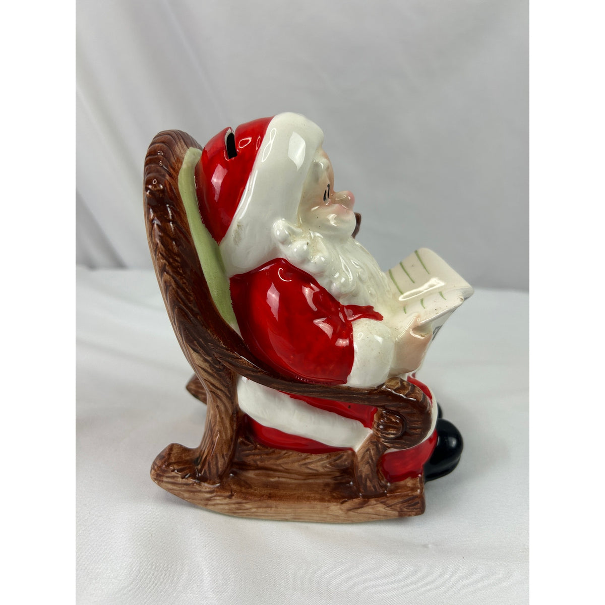 Vintage Lefton Santa Claus Christmas Fund Coin Bank Rocking Chair Japan